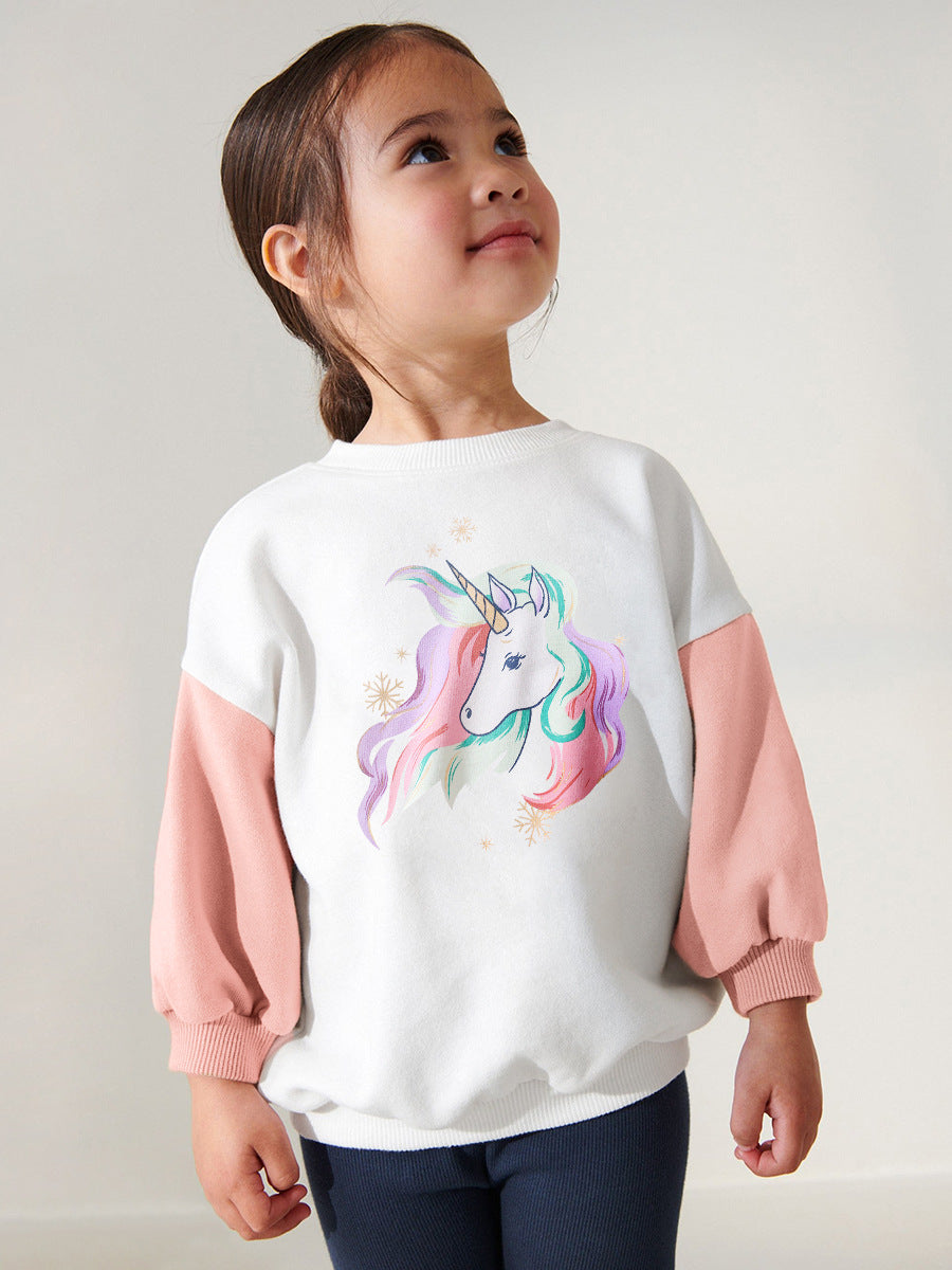 Spring And Autumn Girls Cartoon Unicorn Pattern Long Sleeves Crew Neck Top Sweatshirt And Pants Clothing Set, MyKids-USA®, Baby & Toddler Outfits, MyKids-USA - - - - - - -