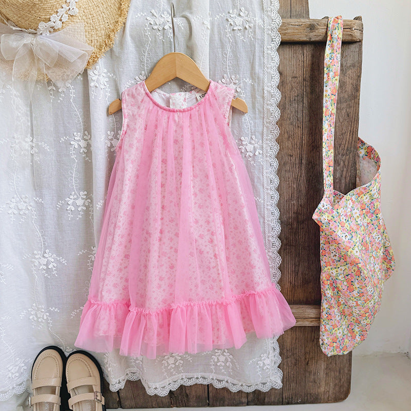 Design Summer Kids Girls Cute Floral Print Sleeveless Mesh Dress MyKids-USA Design Summer Kids Girls Cute Floral Print Sleeveless Mesh Dress MyKids-USA