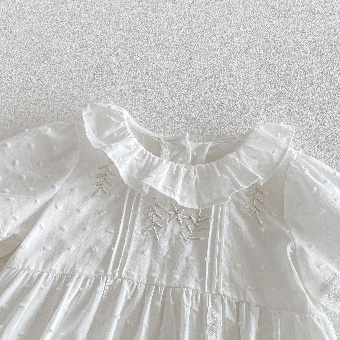 Summer Arrival Baby Girls Short Sleeves Solid Color Flowers Embroidered Bodysuit, MyKids-USA®, Baby One-Pieces, MyKids-USA - - - - - - - .