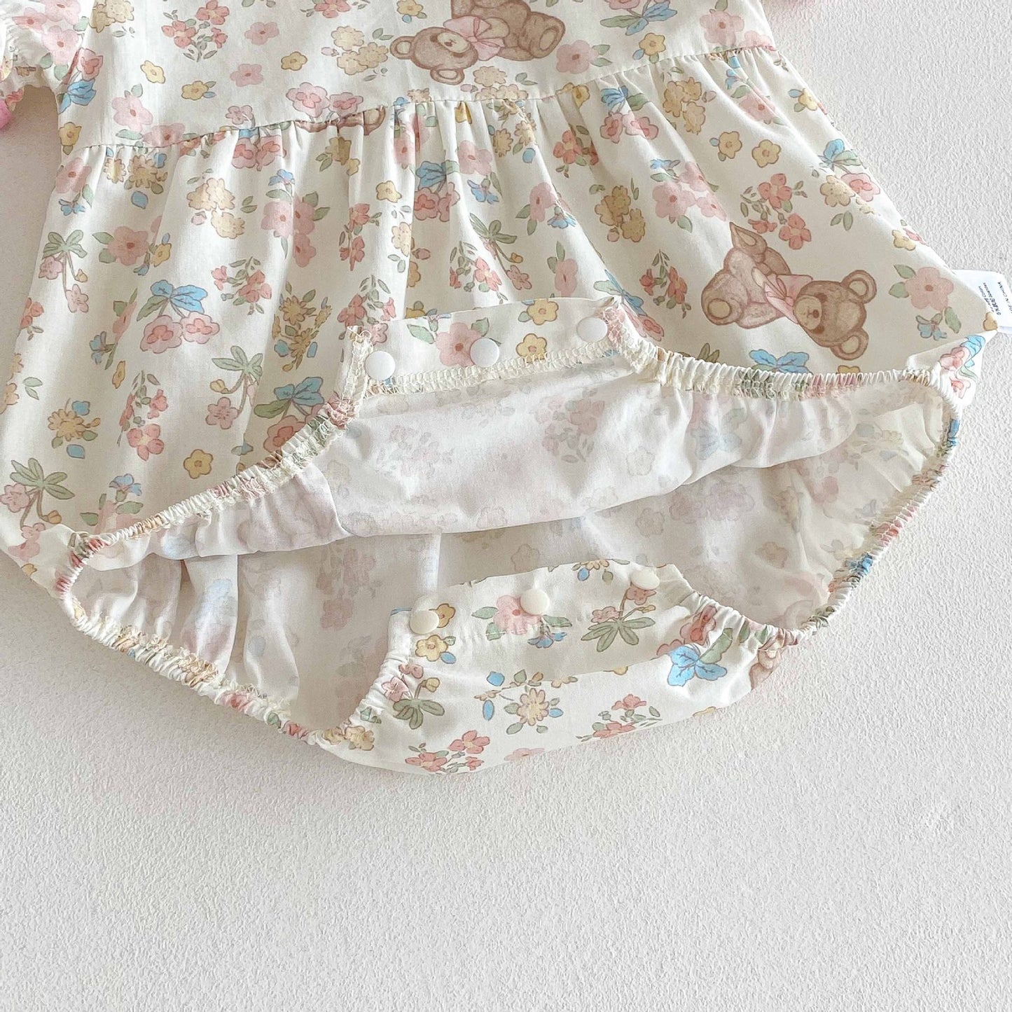 Summer Arrival Baby Girls Cute Teddy Bears and Floral Pattern Short Sleeves Onesies, MyKids-USA®, Baby One-Pieces, MyKids-USA - - - - - - -