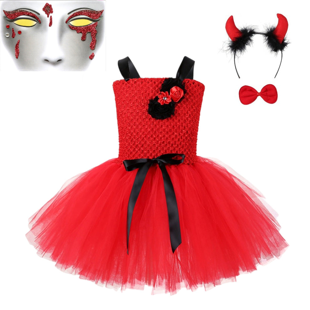 halloween costume ideas using red dress MyKids-USA Children Girls’ Halloween Costume Set: Sleeveless Red Tulle Dress with Cosplay Accessories – Sets Red L (4-6Y)