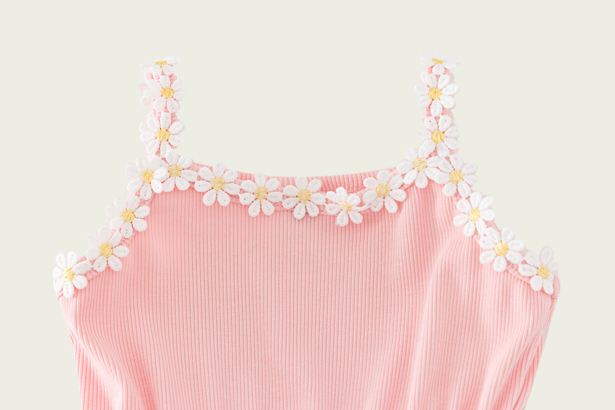 Summer Baby Kids Girls Sleeveless Floral Daisy Pattern Mesh Strap Dress, MyKids-USA®, Baby & Toddler Dresses, MyKids-USA - - - - - - -