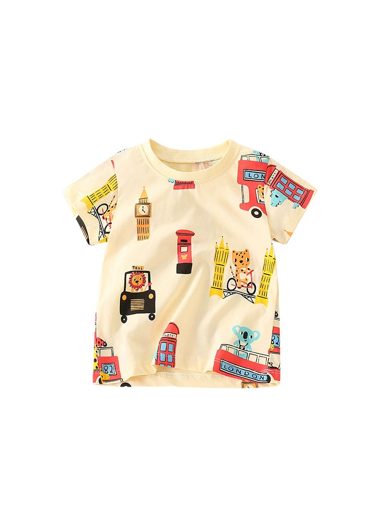 Summer Boys’ English Elements Cartoon Pattern T-shirt in European and American Style, MyKids-USA®, T-Shirts, MyKids-USA - - - - - - -