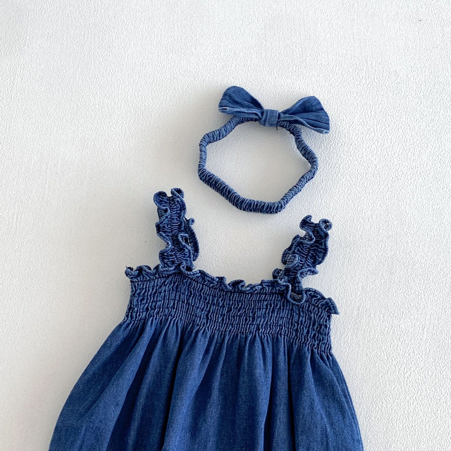 Summer Arrival Baby Girls Sleeveless Solid Color Navy Blue Strap Bodysuit