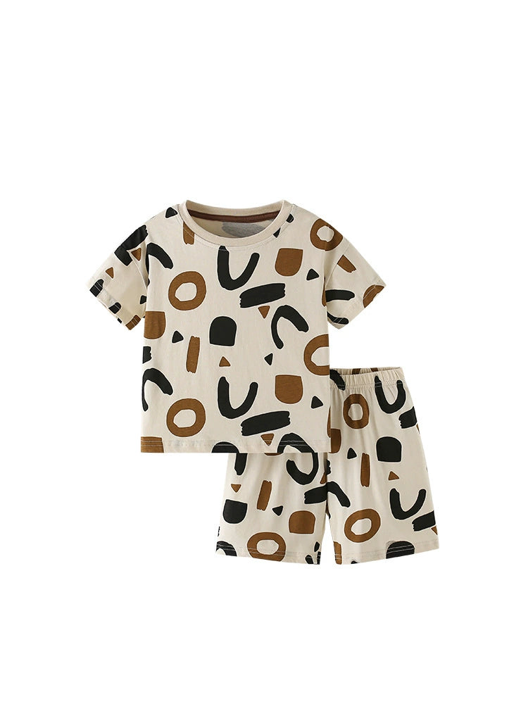 Summer Baby Kids Geometric Pattern T-shirt and Shorts Clothing Set for Boys, MyKids-USA®, Baby & Toddler Outfits, MyKids-USA - - - - - - -