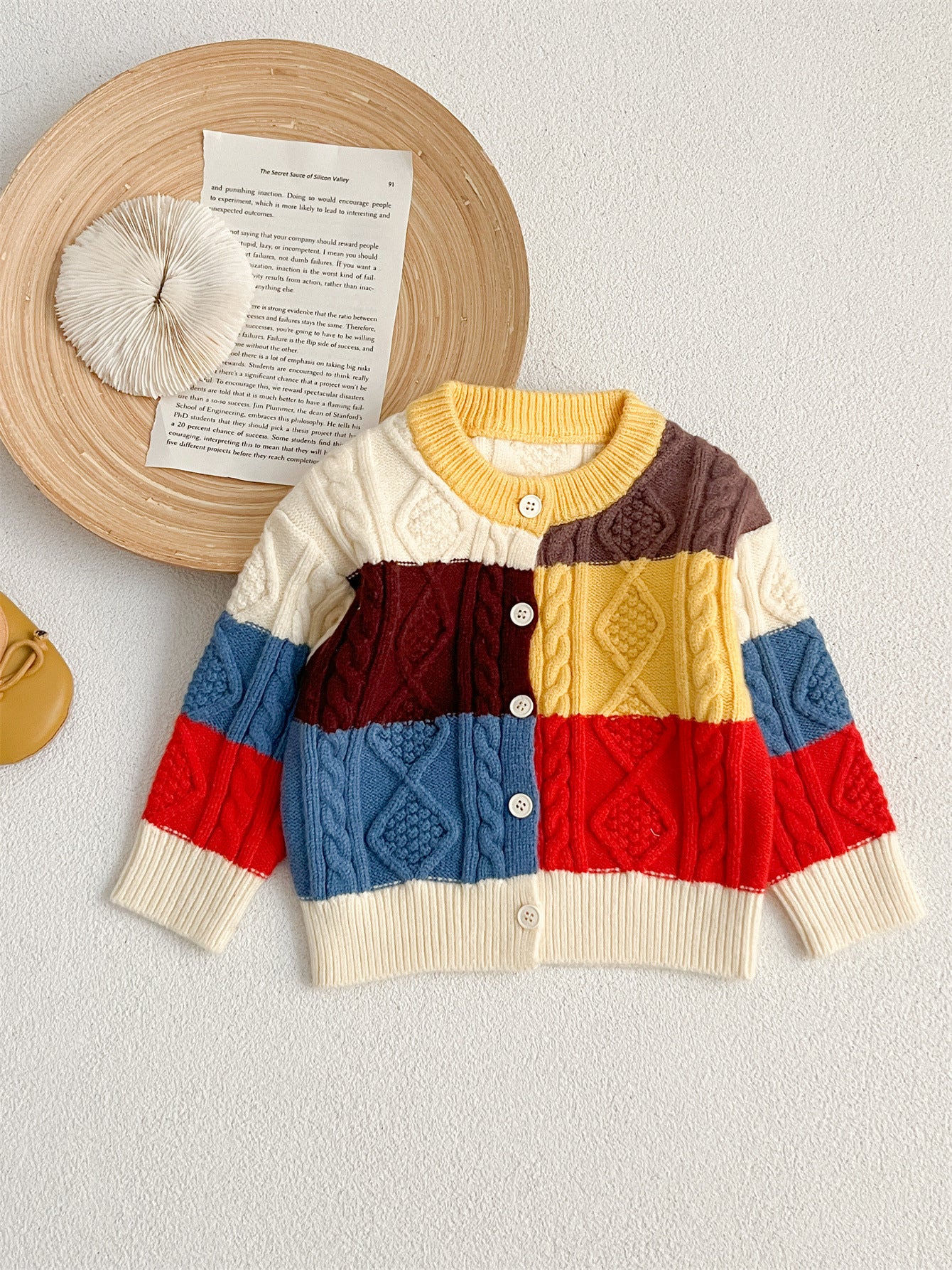 Autumn Design Baby Kids Unisex Color Patchwork Crew Neck Knitted Cardigan Knitwear, MyKids-USA®, Baby & Toddler Outerwear, MyKids-USA - - - - - - -
