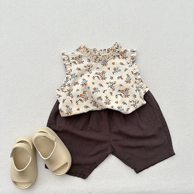 Arrival Kids Girls Ruffle Neck Sleeveless Thin Top Vest, MyKids-USA®, Baby & Toddler Tops, MyKids-USA - - - - - - -