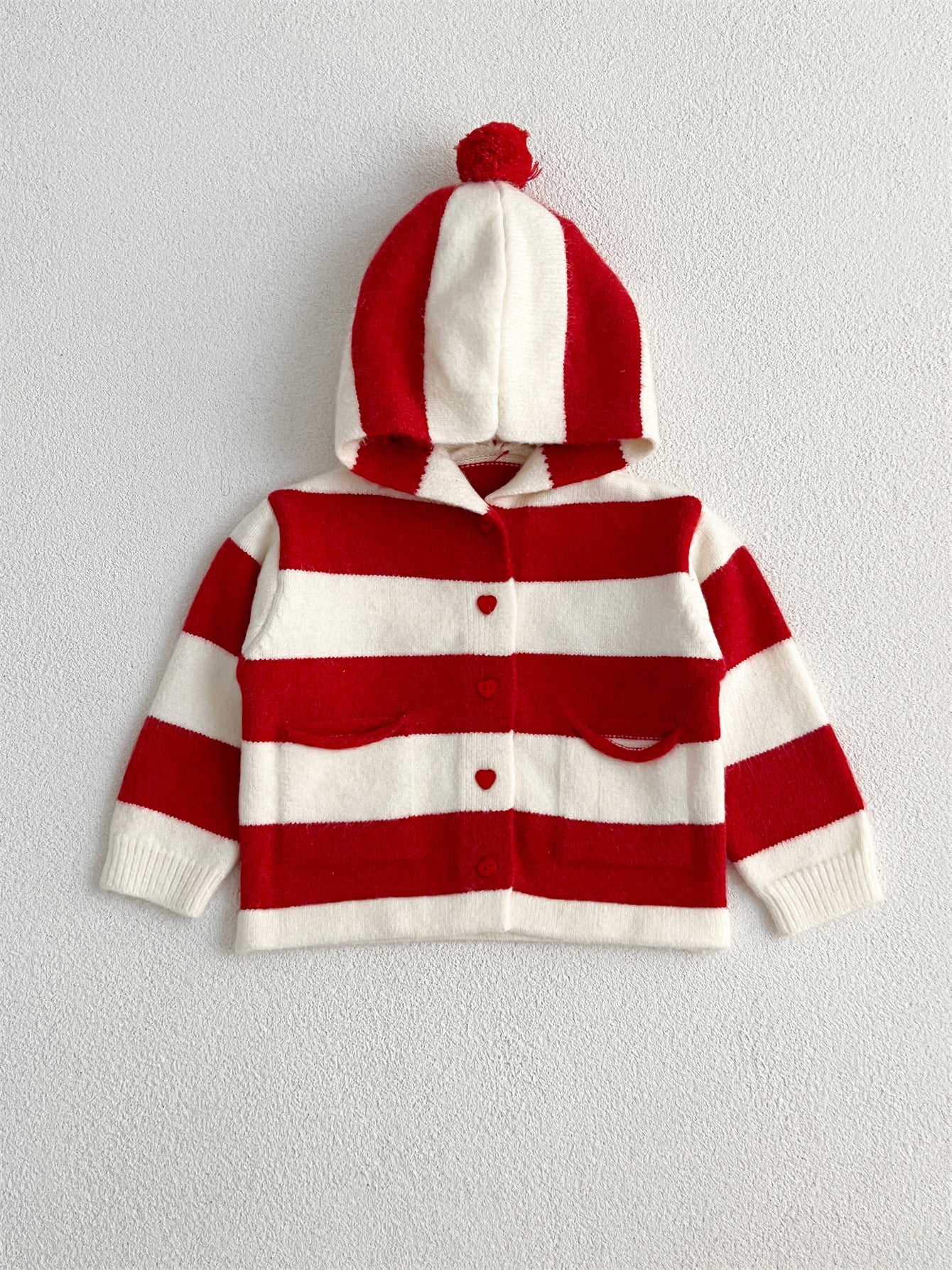 Arrival Baby Kids Girls Striped Color Patchwork Single Breasted Knitwear Hoodie, MyKids-USA®, Baby & Toddler Outerwear, MyKids-USA - - - - - - -