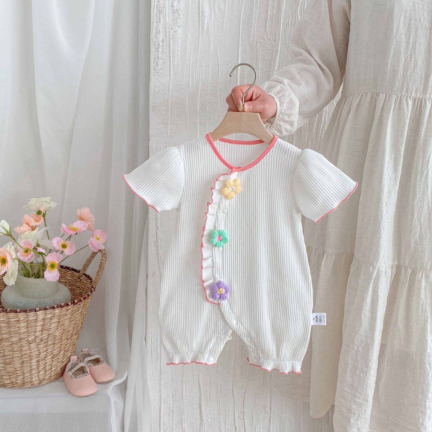 Summer Arrival Baby Girls Cute Short Sleeves Flowers Pattern V Neck Rompers, MyKids-USA®, Baby One-Pieces, MyKids-USA - - - - - - -