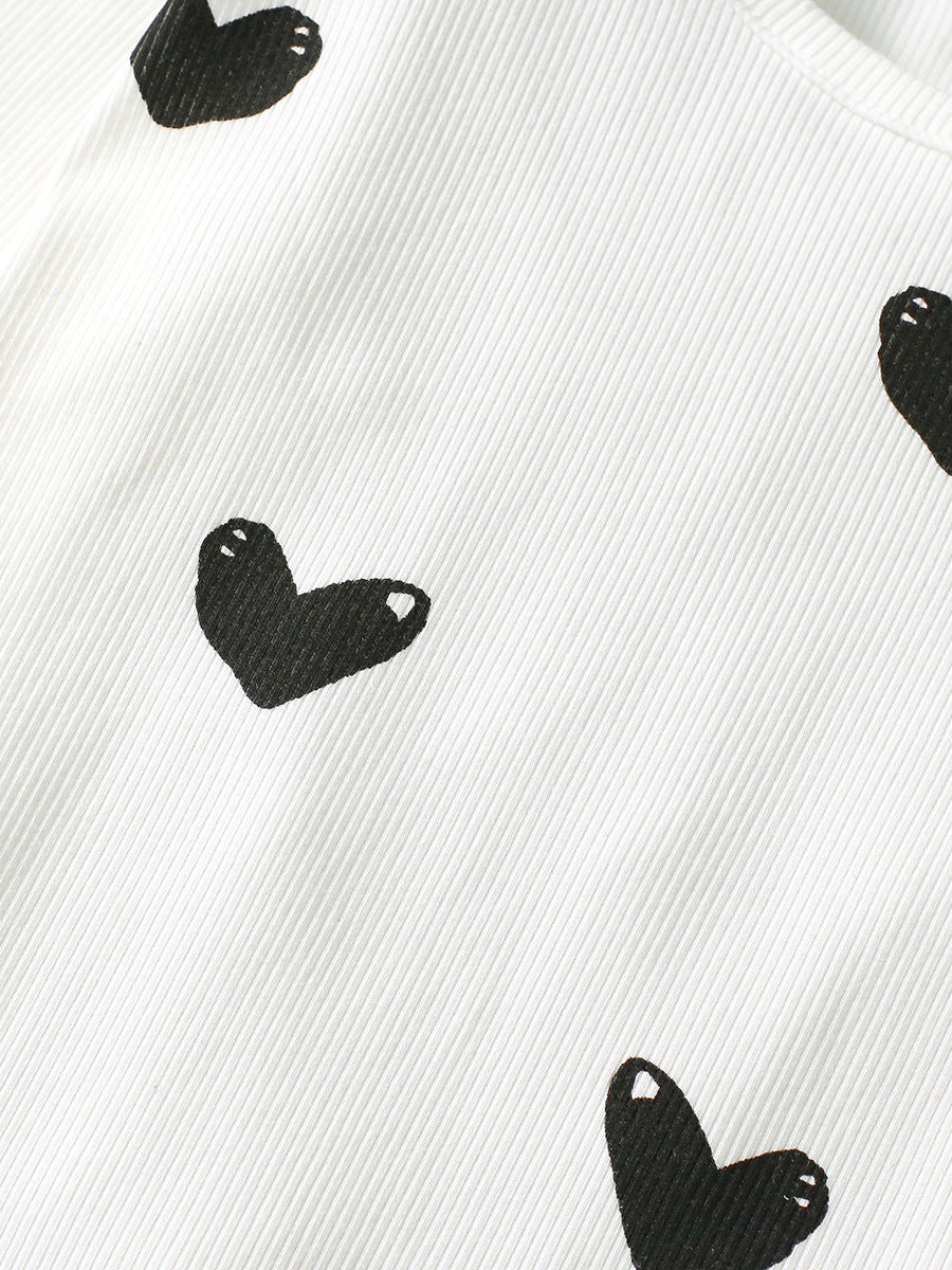 Arrival Spring And Autumn Girls Casual Black Heart Print Long Sleeves Top T-Shirt And Pants Clothing Set, MyKids-USA®, Baby & Toddler Outfits, MyKids-USA - - - - - - -