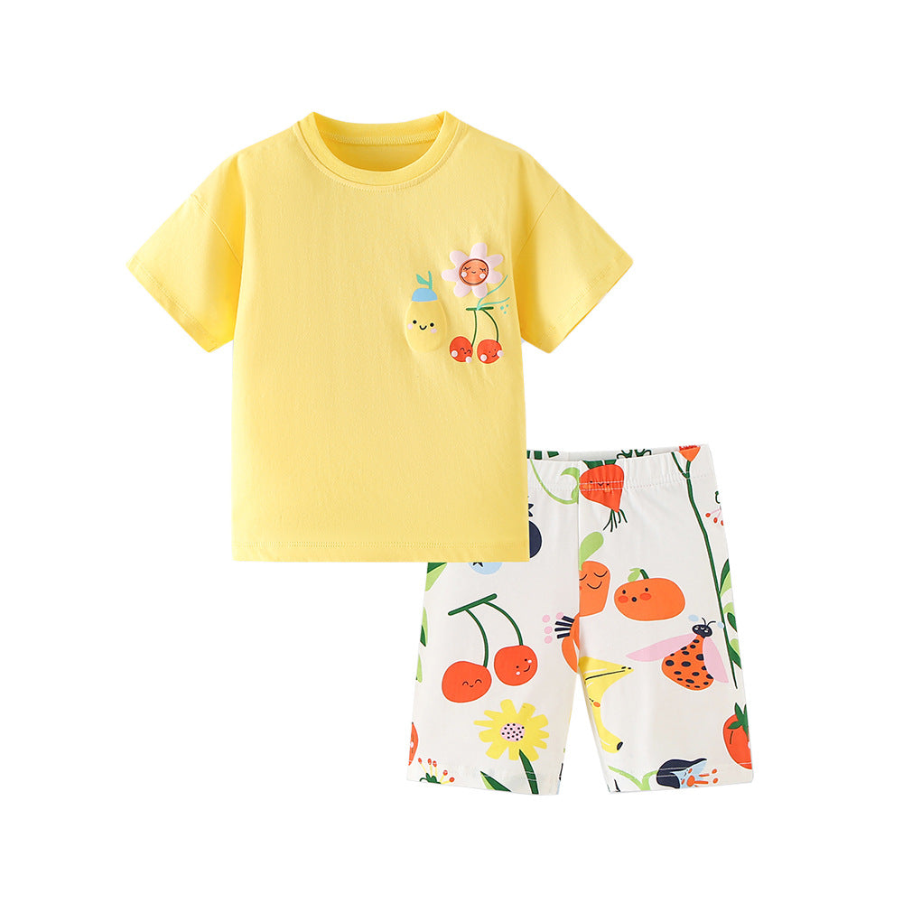 Summer Hot Selling Baby Kids Girls Short Sleeves Cartoon Pattern T-shirt and Shorts Clothing Set, MyKids-USA®, Baby & Children's Outfits, MyKids-USA - - - - - - - .