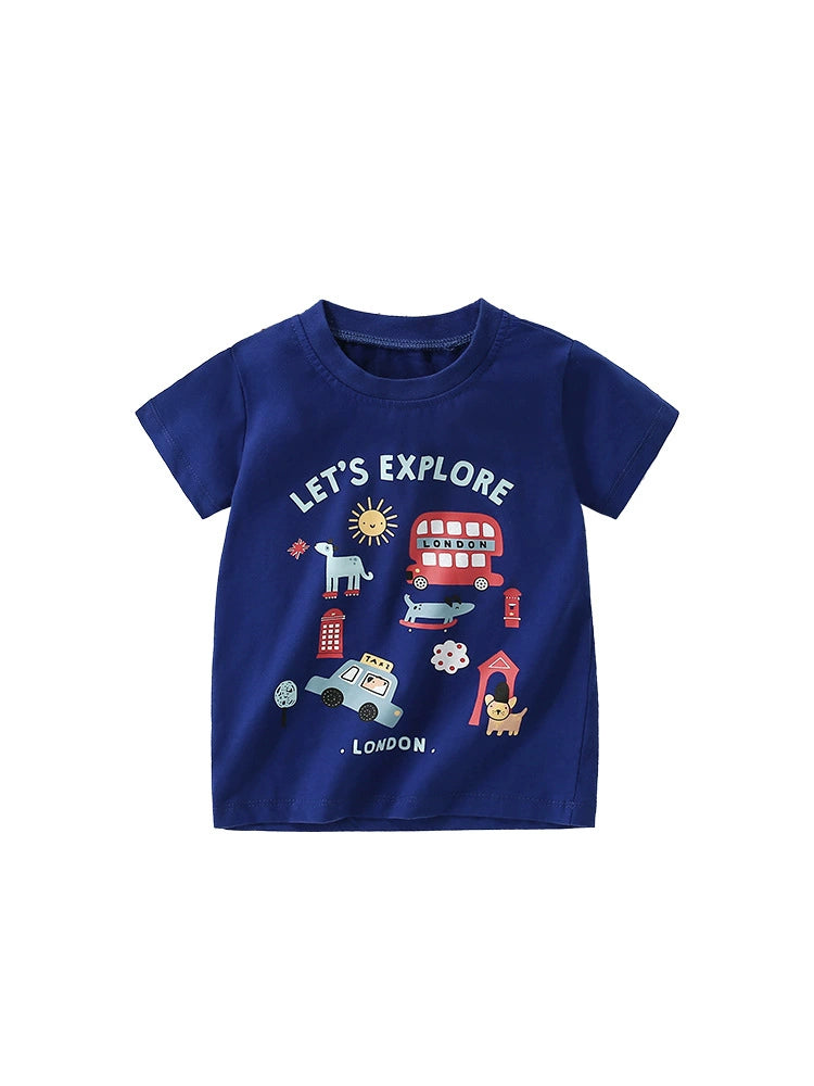 Summer Boys’ English Elements Cartoon Pattern T-shirt in European and American Style, MyKids-USA®, T-Shirts, MyKids-USA - - - - - - -