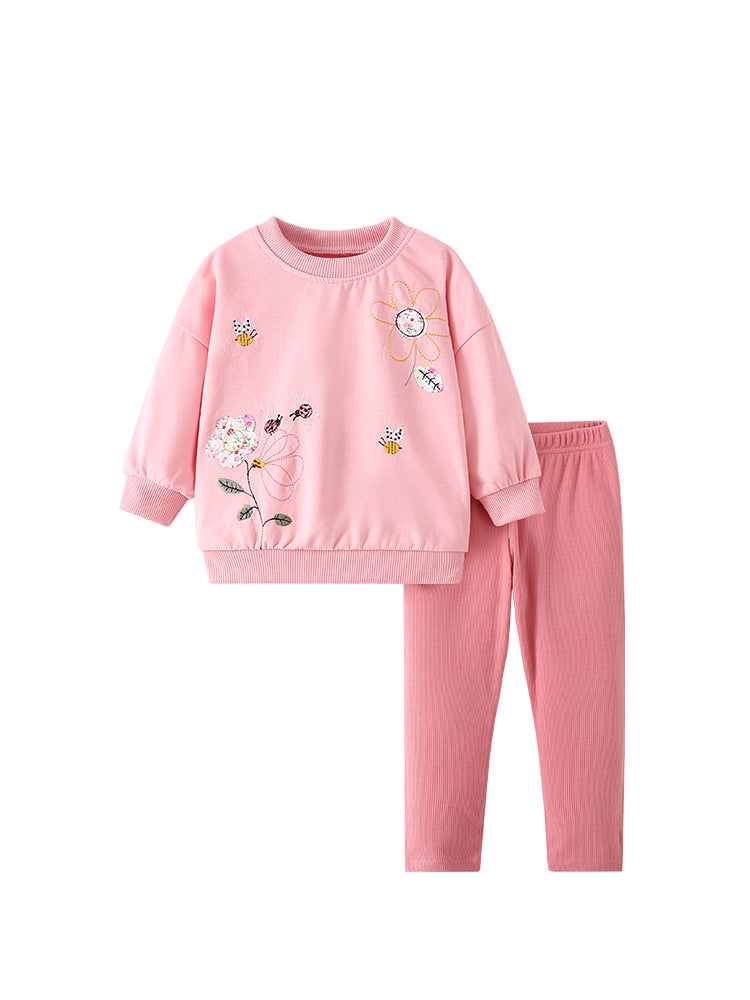 Spring and Autumn Girls Flowers and Cartoon Pattern Long Sleeves Top and Pants Clothing Set, MyKids-USA®, Baby & Toddler Outfits, MyKids-USA - - - - - - - .