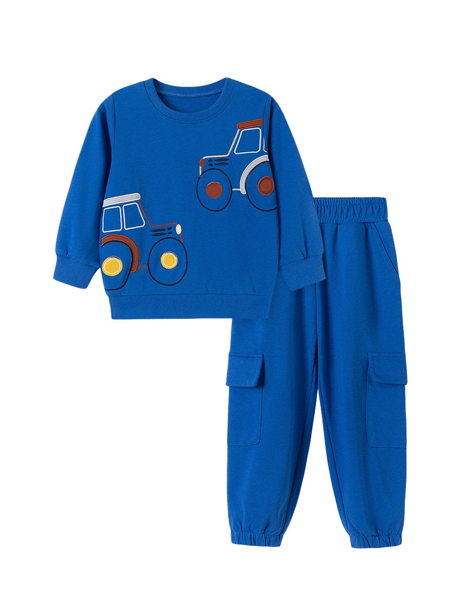 Spring and Autumn Boys Tractors Cartoon Pattern Long Sleeves Sweatshirt and Pants Clothing Set, MyKids-USA®, Baby & Toddler Outfits, MyKids-USA - - - - - - -