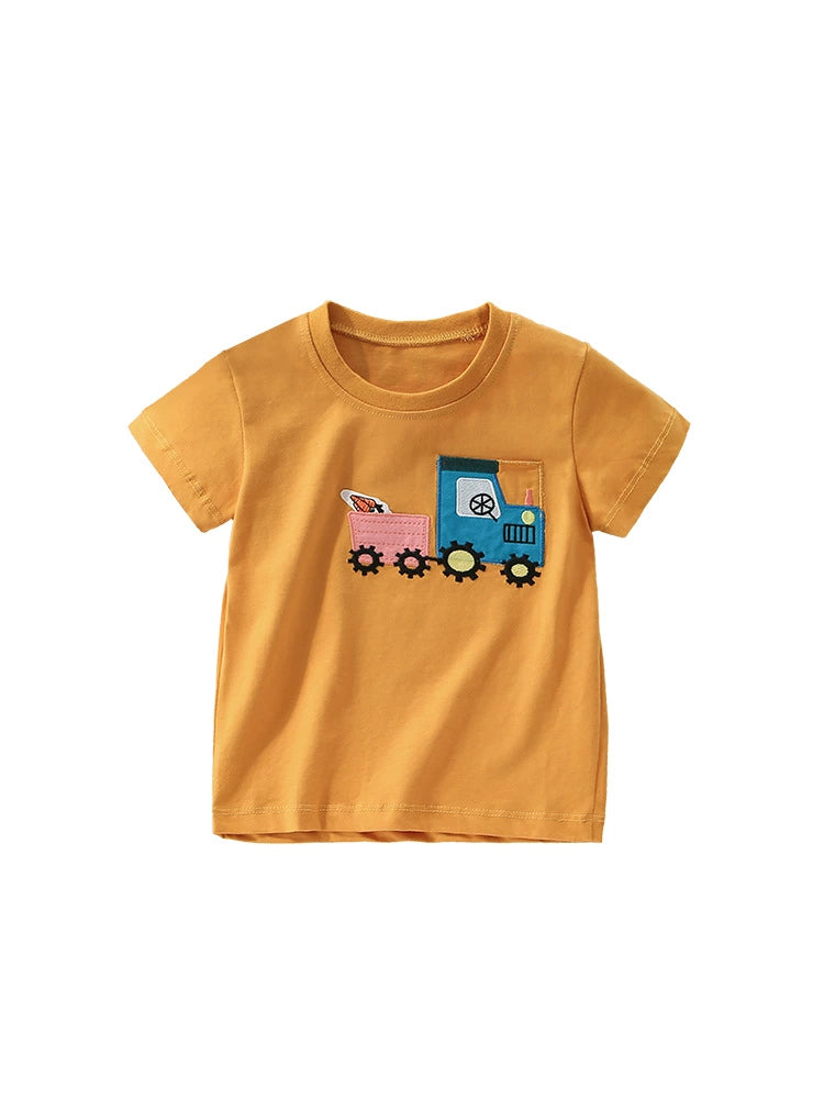 Summer Arrival Boys’ Tractor Cartoon Pattern T-shirt in European and American Style, MyKids-USA®, T-Shirts, MyKids-USA - - - - - - -
