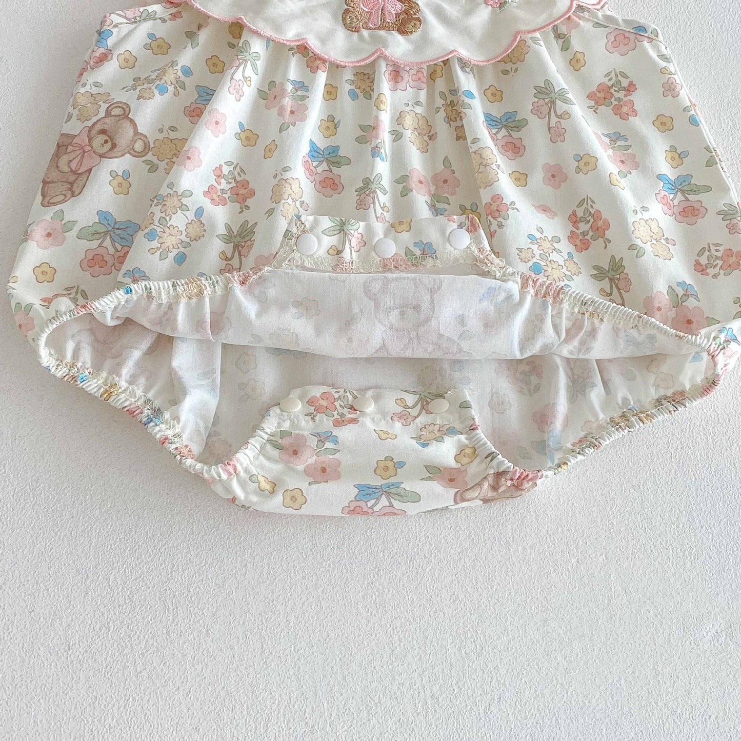 Summer Arrival Baby Girls Cute Teddy and Flowers Pattern Sleeveless Onesies, MyKids-USA®, Baby One-Pieces, MyKids-USA - - - - - - -