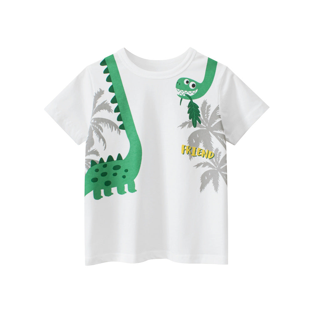 Boys’ Cartoon Dinosaur And Letters Pattern T-Shirt In European And American Style, MyKids-USA®, Baby & Toddler Tops, MyKids-USA - - - - - - -