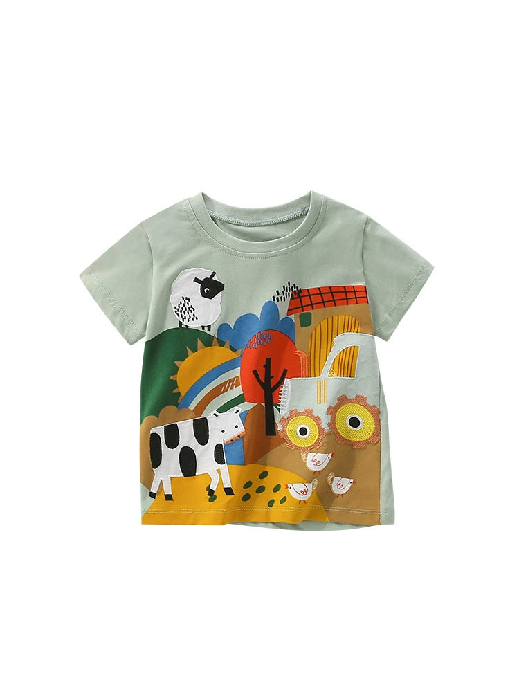 Summer Boys’ Farm Animals Cartoon Pattern T-shirt in European and American Style, MyKids-USA®, Baby & Toddler Tops, MyKids-USA - - - - - - -