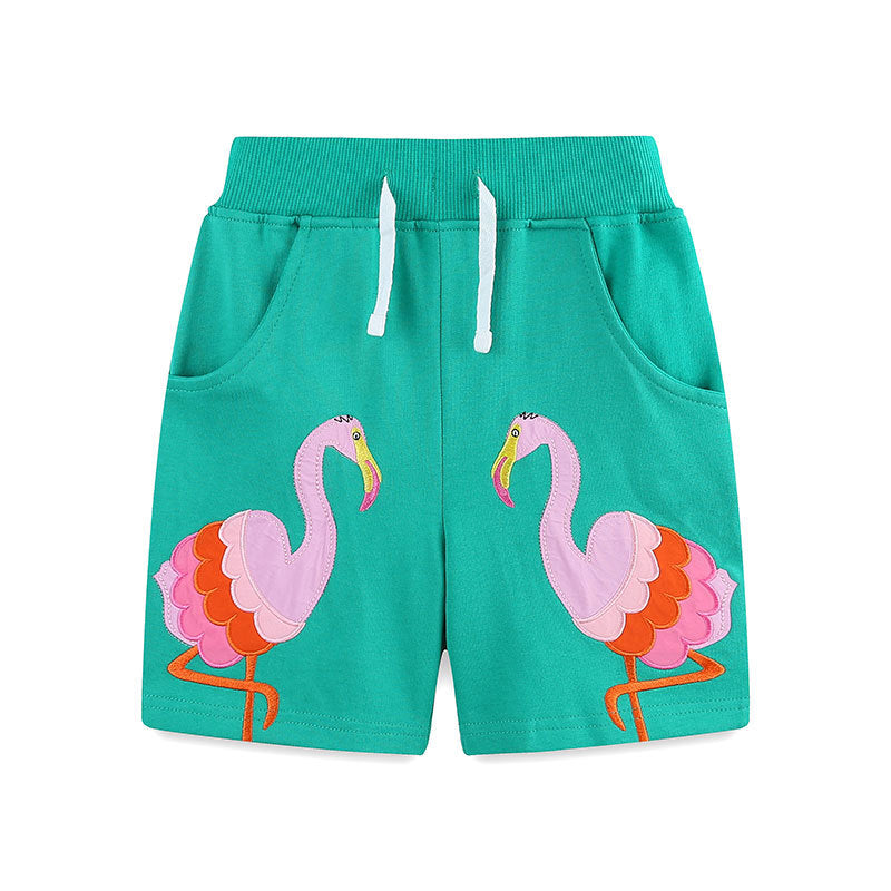 Summer Arrival Baby Kids Girls Cotton Casual Style Flamingo Cartoon Pattern Shorts, MyKids-USA®, Shorts, MyKids-USA - - - - - - -