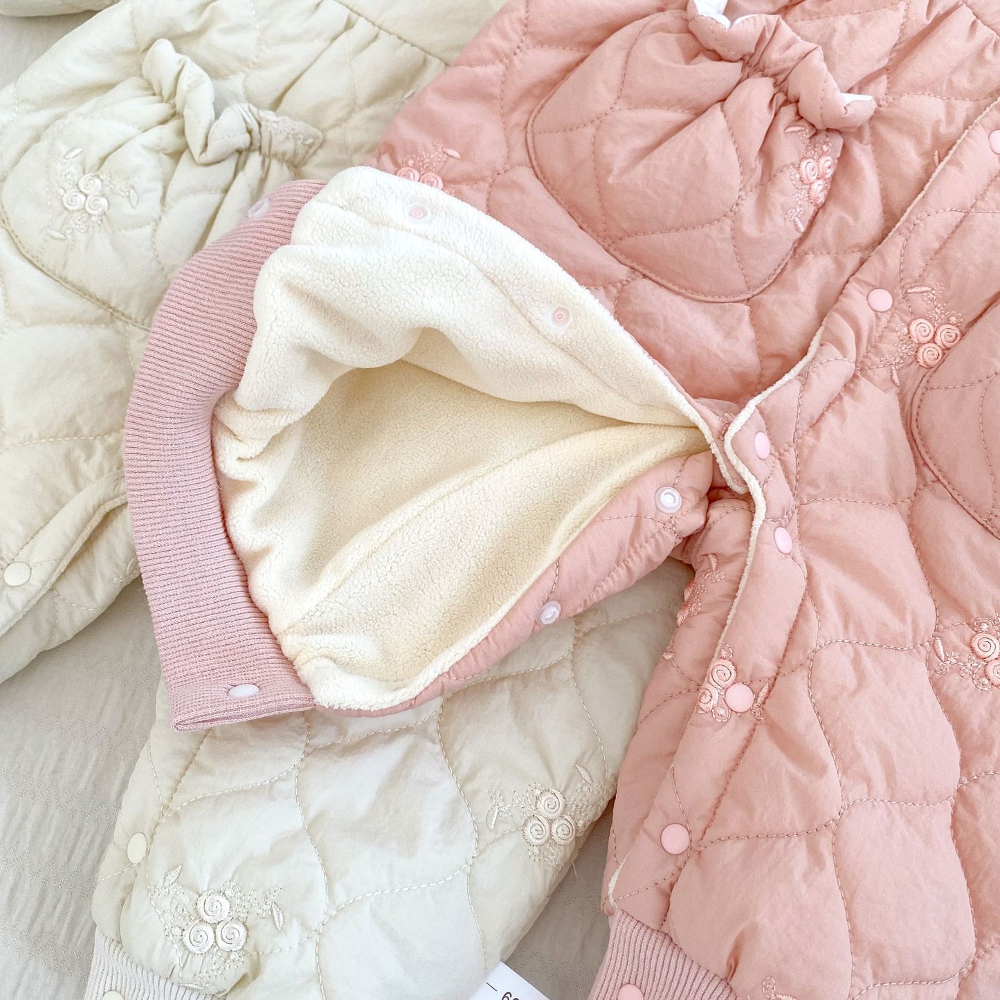 Arrival Baby Girls Floral Pattern Single Breasted Thick Romper, MyKids-USA®, Baby One-Pieces, MyKids-USA - - - - - - -