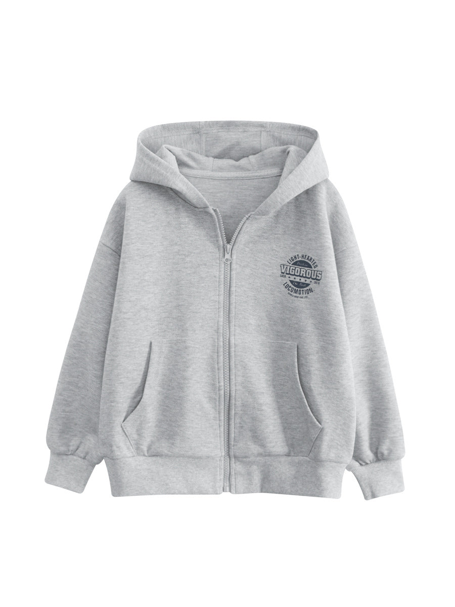 Spring European and American Style Kids’ Outerwear: Letters Print Long Sleeves Zip-up Hooded Coat for Children, MyKids-USA®, Baby & Toddler Outerwear, MyKids-USA - - - - - - -