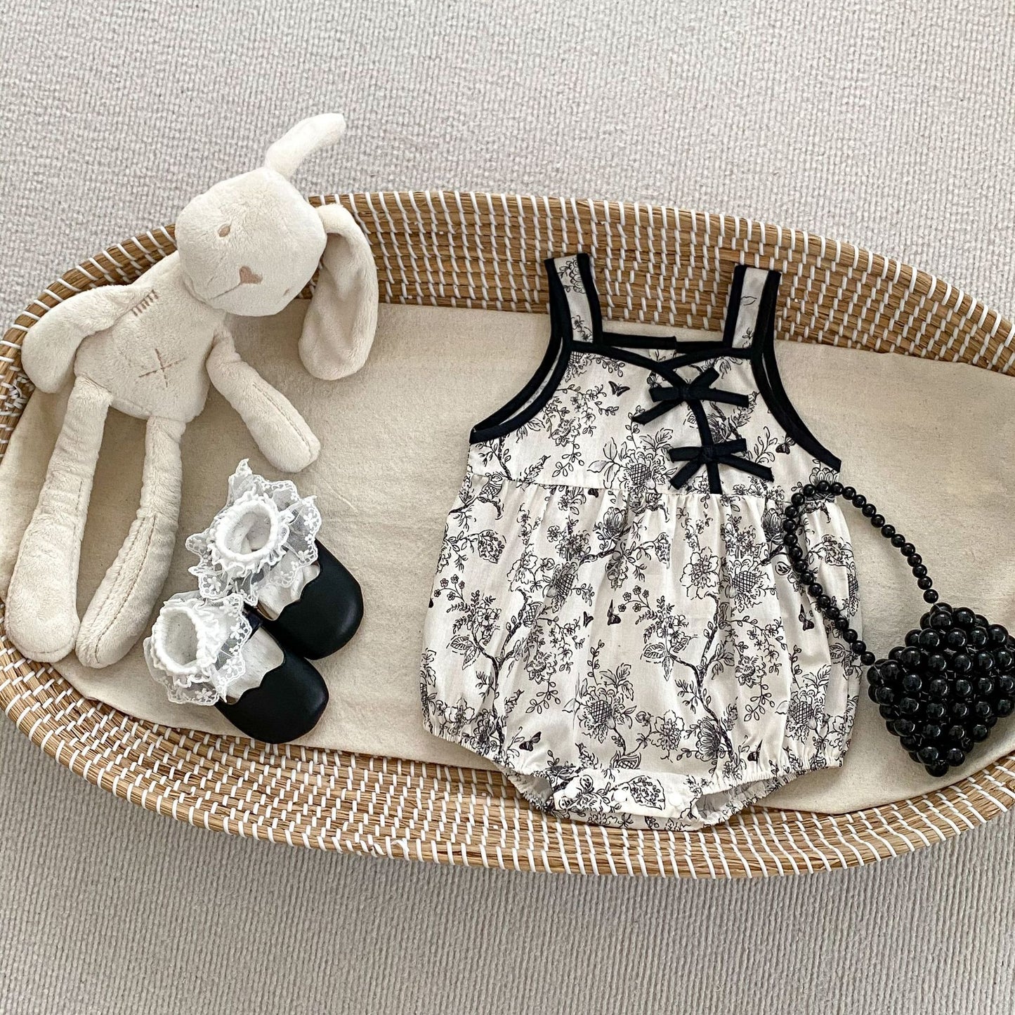 Summer Baby Kids Girls Flowers Pattern Sleeveless Strap Onesies, Top Dress And Solid Color Shorts Clothing Set, MyKids-USA®, Baby & Toddler Outfits, MyKids-USA - - - - - - -