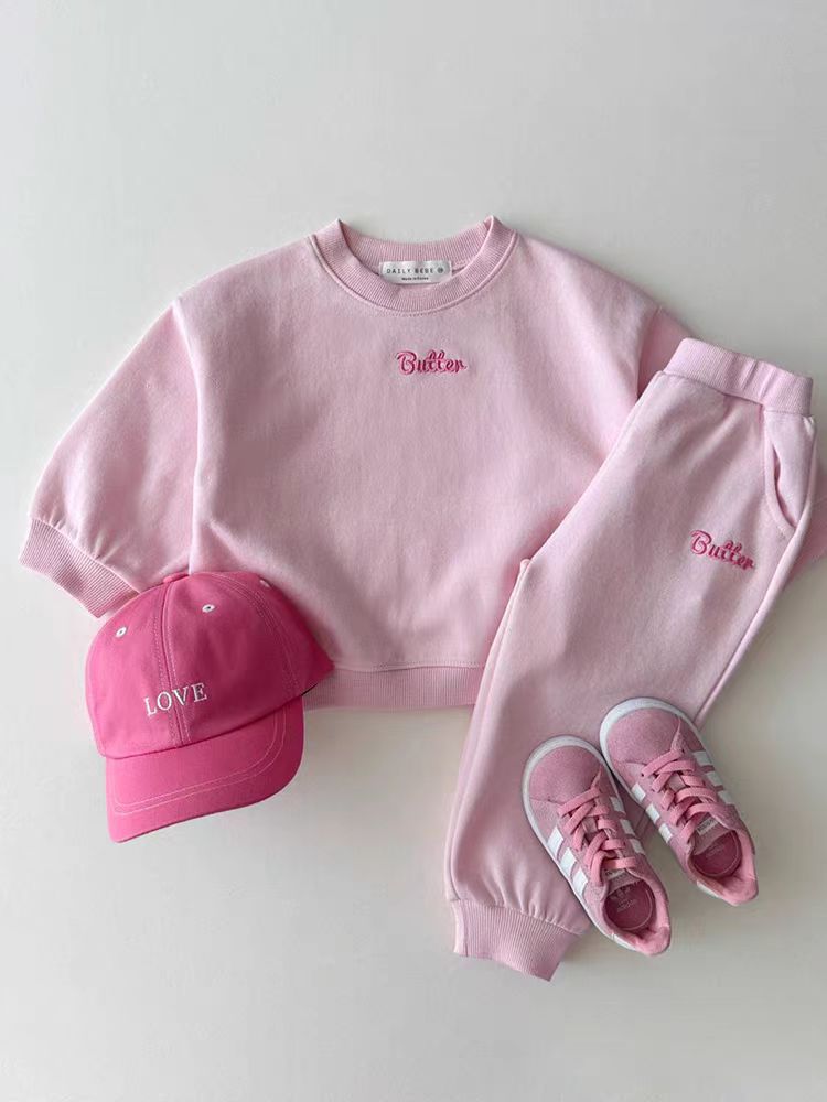Autumn Baby Kids Unisex Casual Letter Embroidery Pullover And Pants Clothing Set, MyKids-USA®, Baby & Toddler Outfits, MyKids-USA - Size/Age - 73 (6-9M) - Color - Pink - - - TR2405161528-C