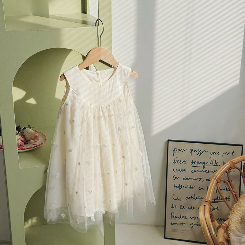 Design Summer Kids Girls Sleeveless Rose Embroidery Mesh Dress, MyKids-USA®, Baby & Toddler Dresses, MyKids-USA - - - - - - -