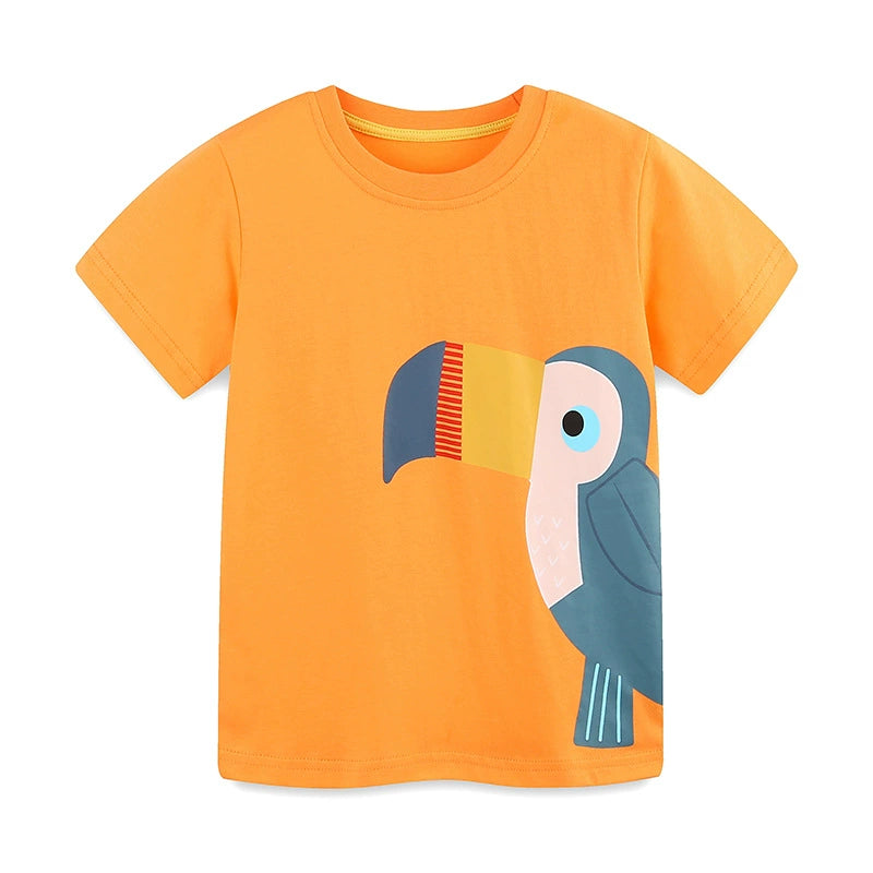 Summer Boys’ Bird Cartoon Pattern T-shirt in European and American Style, MyKids-USA®, T-Shirts, MyKids-USA - - - - - - -