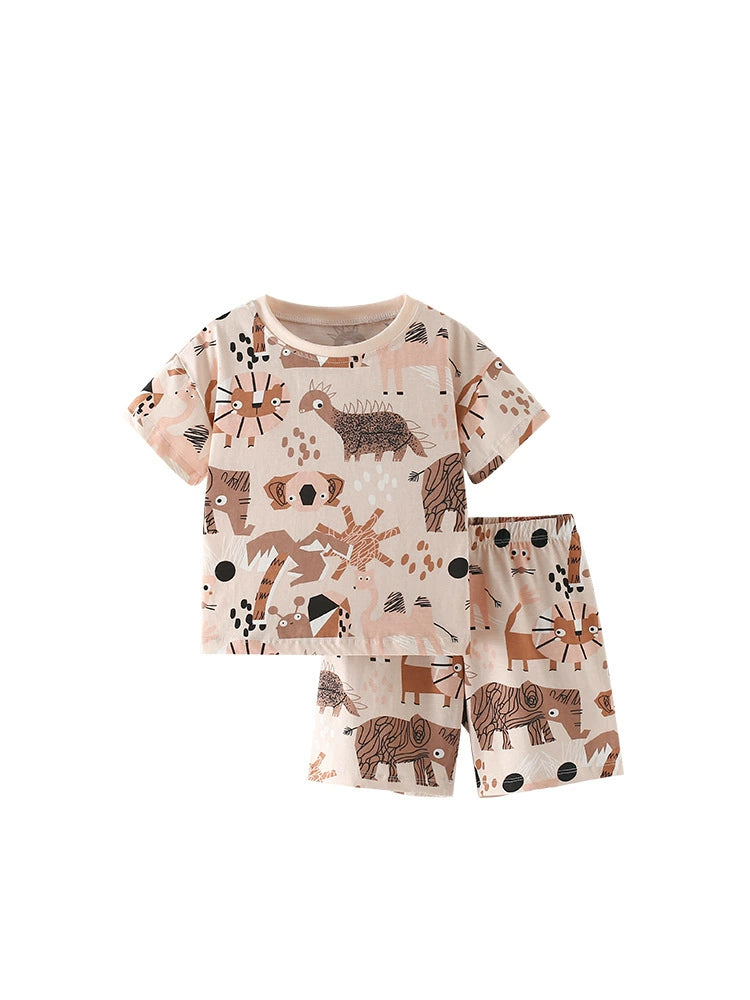 Summer Baby Kids Casual Animals Cartoon Pattern T-shirt and Shorts Clothing Set for Boys, MyKids-USA®, Baby & Toddler Outfits, MyKids-USA - - - - - - -