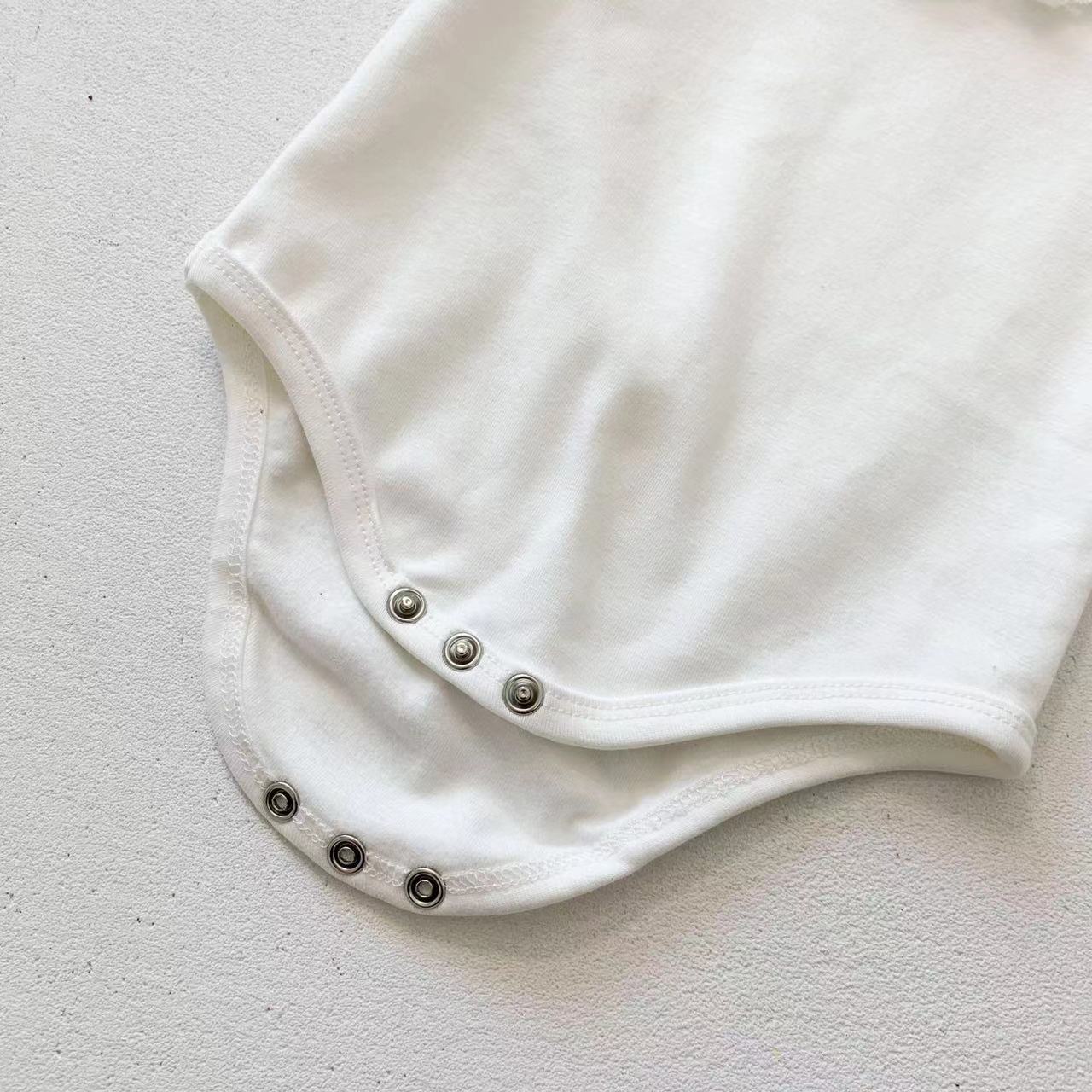 Baby Girl Mesh Ruffle Neck Design Solid Color Long Sleeved Onesies, MyKids-USA®, Baby One-Pieces, MyKids-USA - - - - - - -