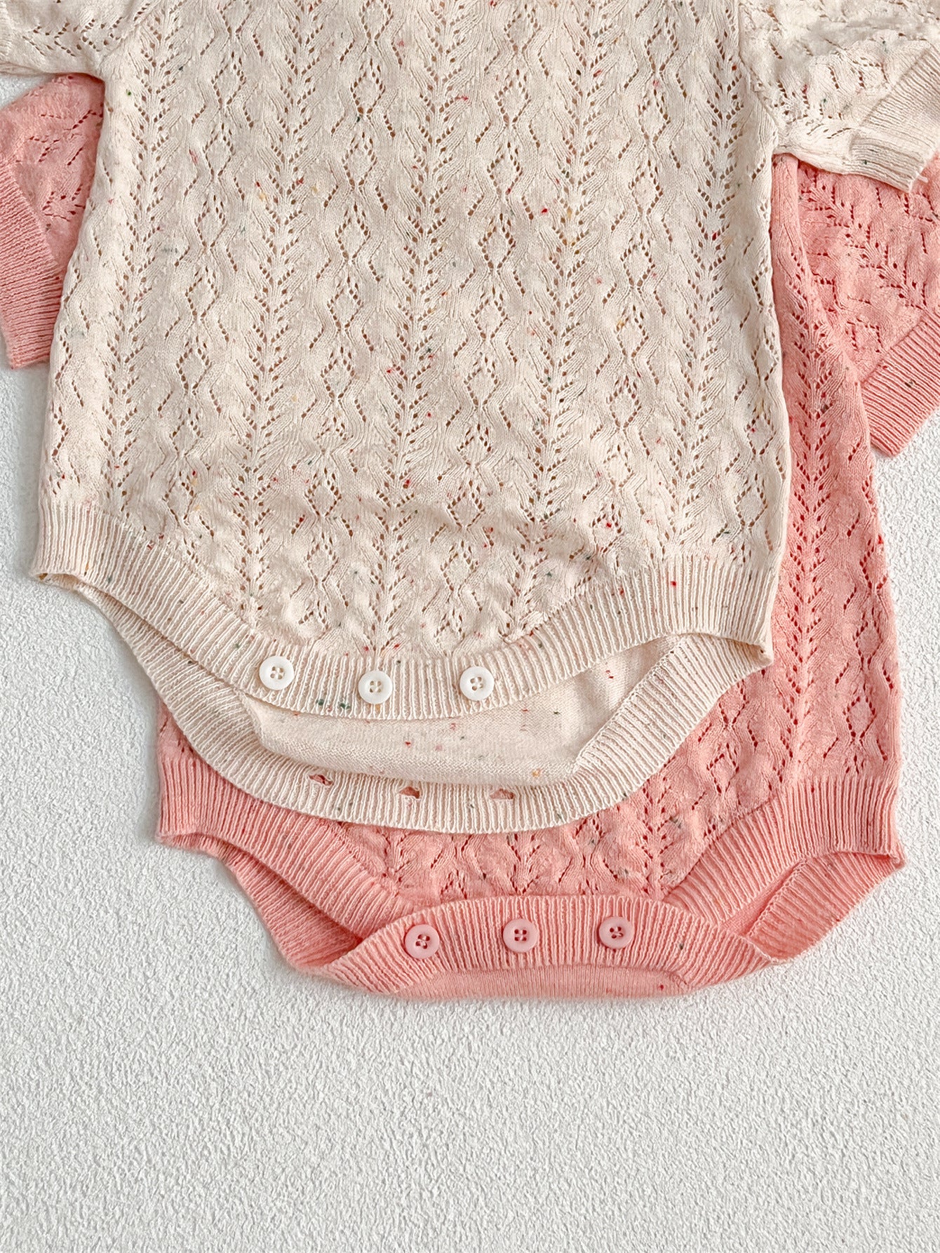 Arrival Summer Baby Kids Girls Knitted Ruffled Collar Hollow Out Short Sleeves Onesies, MyKids-USA®, Baby One-Pieces, MyKids-USA - - - - - - -