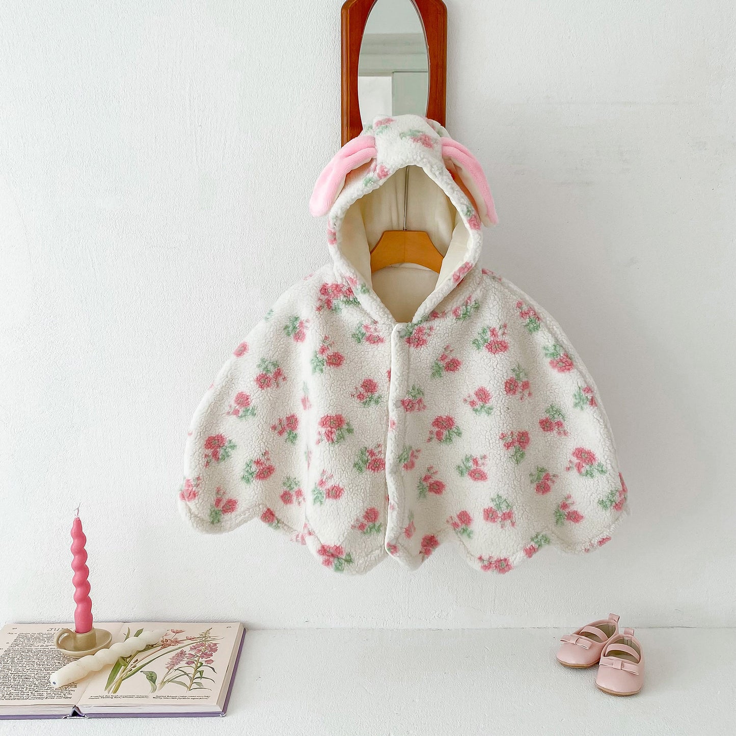 Autumn and Winter Baby Girl Floral Pattern Warm Cozy Fleece Cape Popular Shawl, MyKids-USA®, Baby & Toddler Outerwear, MyKids-USA - - - - - - -