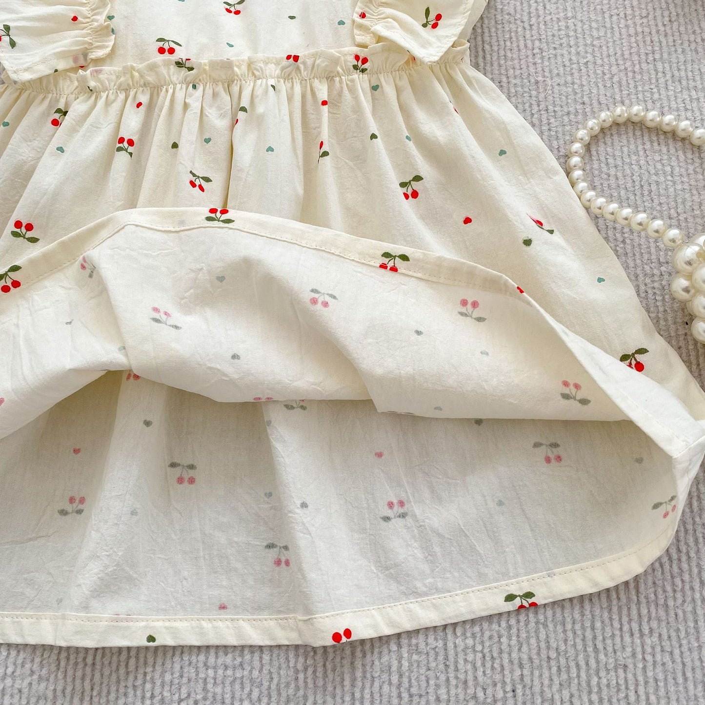 Summer Girls Simple Cherry Pattern Fly Sleeves Onesies and Girls’ Dress – Princess Sister Matching, MyKids-USA®, Baby & Toddler Outfits, MyKids-USA - - - - - - -