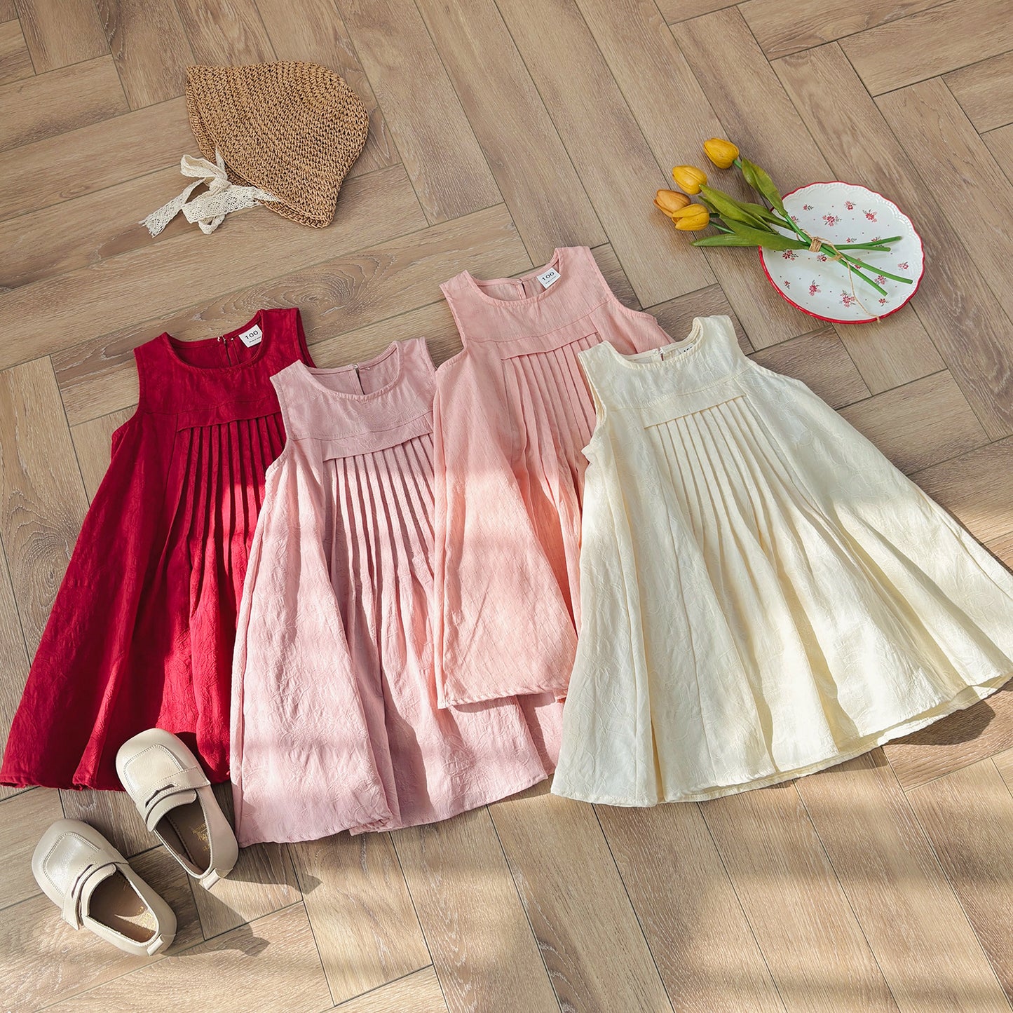 Summer Arrival Solid Color Crew Neck Sleeveless Dress for Stylish Girls, MyKids-USA®, Baby & Toddler Dresses, MyKids-USA - - - - - - -