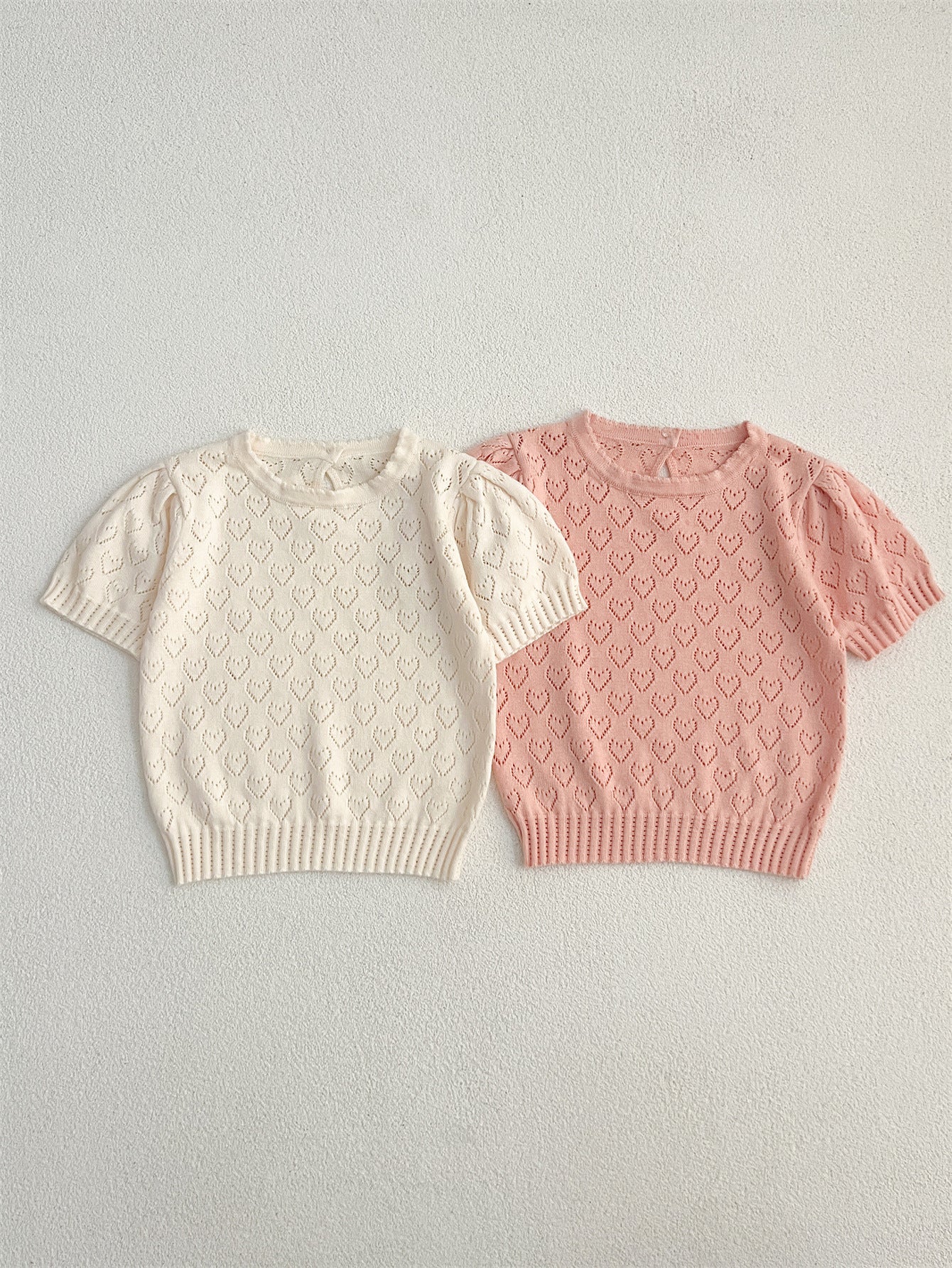 Arrival Summer Baby Kids Girls Knit Hollow Out Heart Pattern Short Sleeves Top, MyKids-USA®, Baby & Toddler Outerwear, MyKids-USA - - - - - - -
