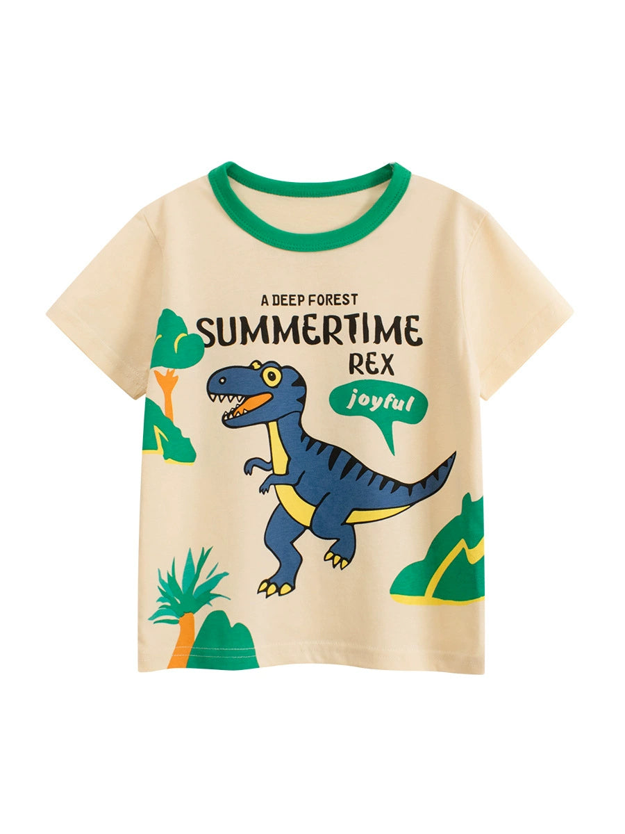 Summer Boys’ Animals Cartoon and Letters Pattern T-shirt in European and American Style, MyKids-USA®, Baby & Toddler Tops, MyKids-USA - - - - - - -