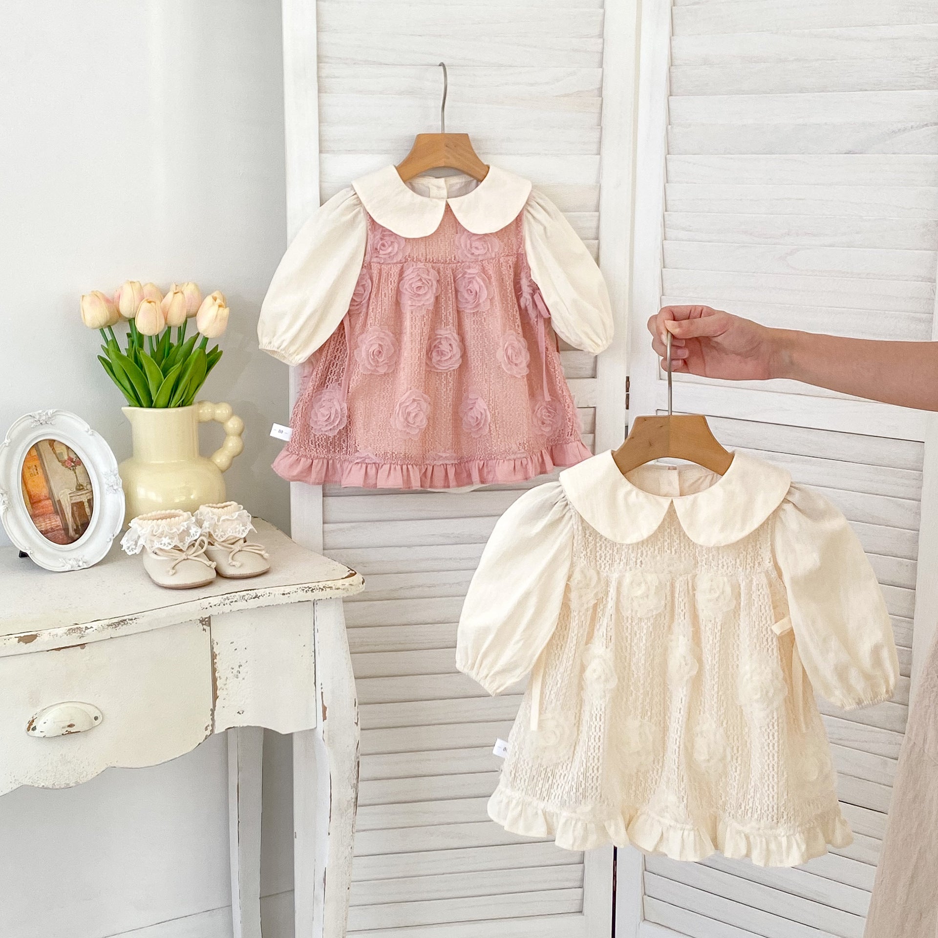 baby girl long sleeve dresses Gubotare Baby Girl Dress Newborn Girls Long Sleeve Dresses, Soft Casual Dresses for Kids Size 3 6 Months(Pink,3-6 Months)