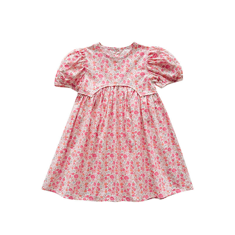 Summer Baby Kids Girls Short-Sleeved Floral Pattern Cute Dress, MyKids-USA®, Baby & Toddler Dresses, MyKids-USA - - - - - - -