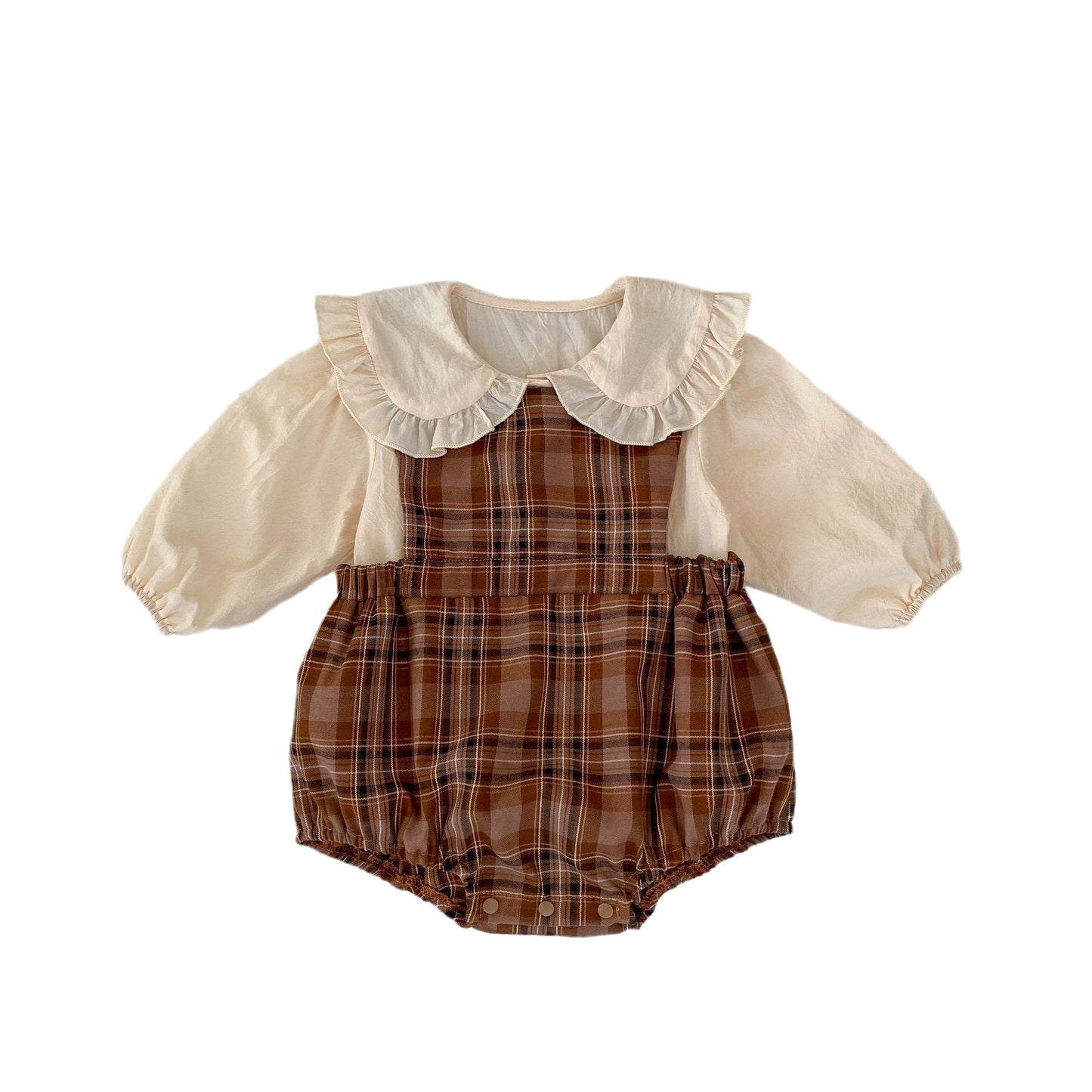 Vintage Style Plaid Pattern Strap Onesie With Shirt Sets, MyKids-USA®, Baby & Toddler Outfits, MyKids-USA - - - - - - -