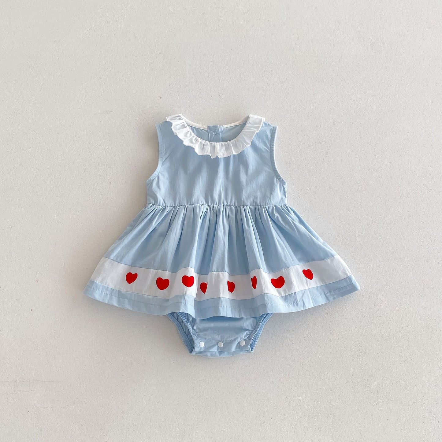 Best Selling Summer Baby Kids Girls Red Heart Pattern Sleeveless Ruffle Collar Onesies Dress, MyKids-USA®, Baby & Toddler Dresses, MyKids-USA - - - - - - -