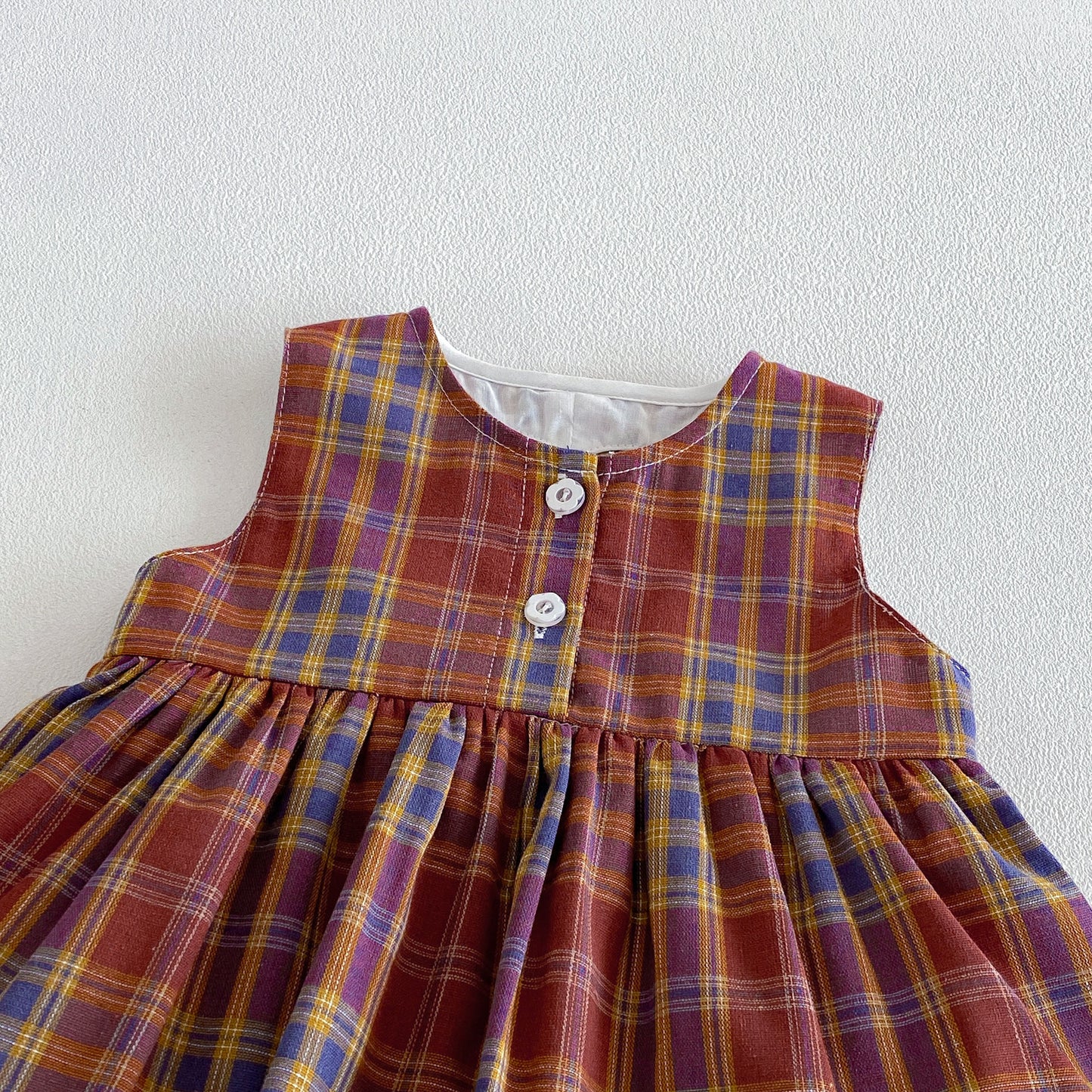 Design Summer Baby Kids Girls Sleeveless Plaid Pattern Bodysuit