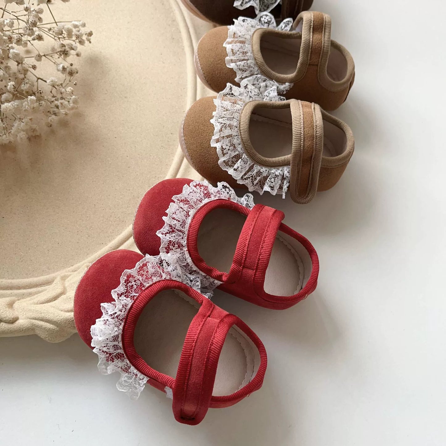 Spring and Autumn Baby Girl Fashion Lace Trim Decorated Toddler Soft-Sole Anti-slip Walking Shoes, MyKids-USA®, First Steps & Crawlers, MyKids-USA - - - - - - -