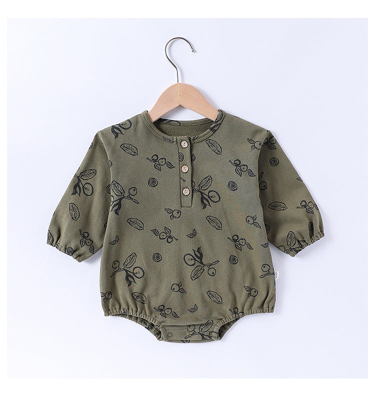 Spring Arrival Baby Unisex Long Sleeves Simple Fruits Pattern Onesies, MyKids-USA®, Baby One-Pieces, MyKids-USA - Size/Age - 66 (3-6M) - Color - Green - - - TR2502272323-B