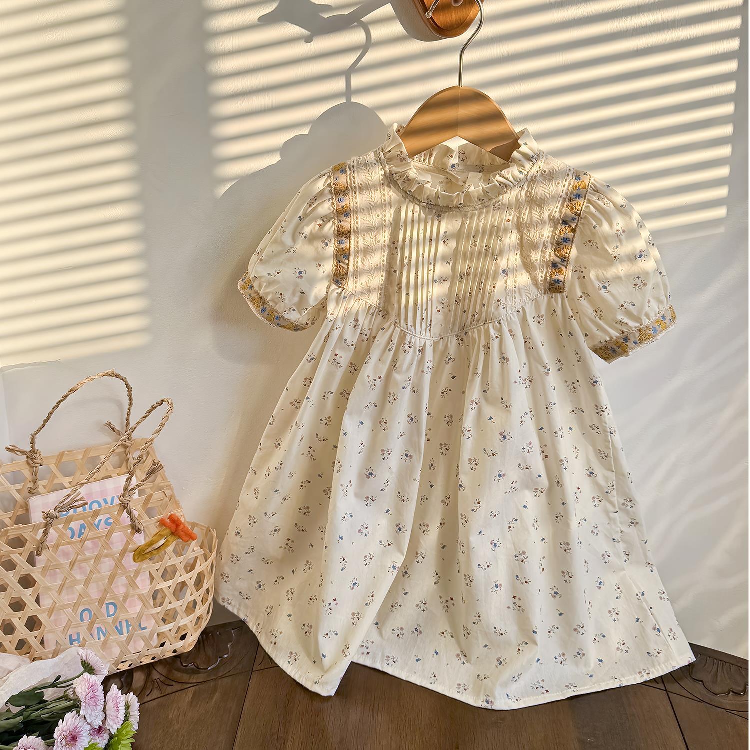Summer Arrival Baby Kids Girls Cute Short Sleeves Flowers Pattern Printed Dress 120 (5-7Y) / White Summer Arrival Baby Kids Girls Cute Short Sleeves Flowers Pattern Printed Dress 120 (5-7Y) / White