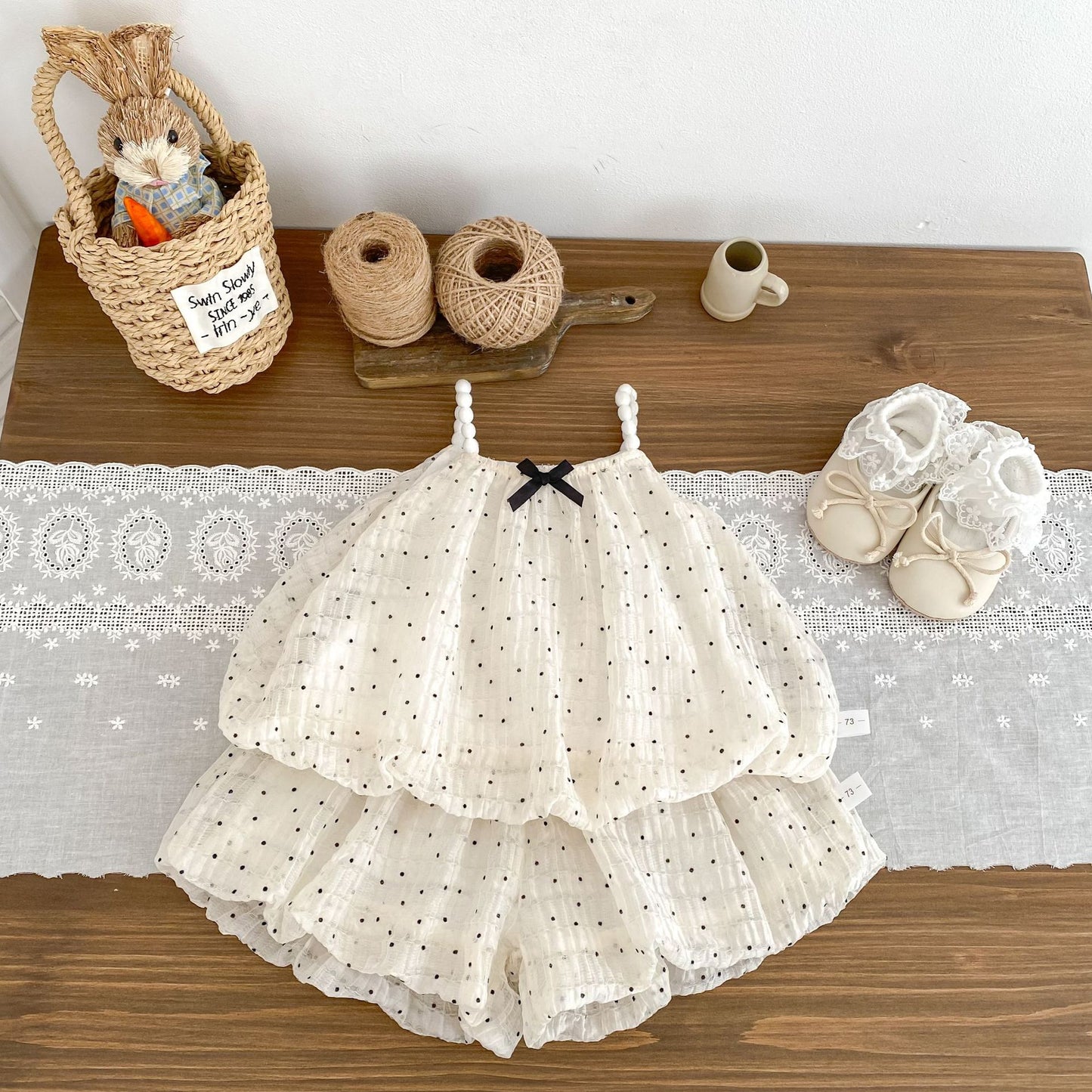 Summer Baby Kids Dots Pattern Sleeveless Top Vest and Shorts Clothing Set for Girls, MyKids-USA®, Baby & Toddler Outfits, MyKids-USA - - - - - - -