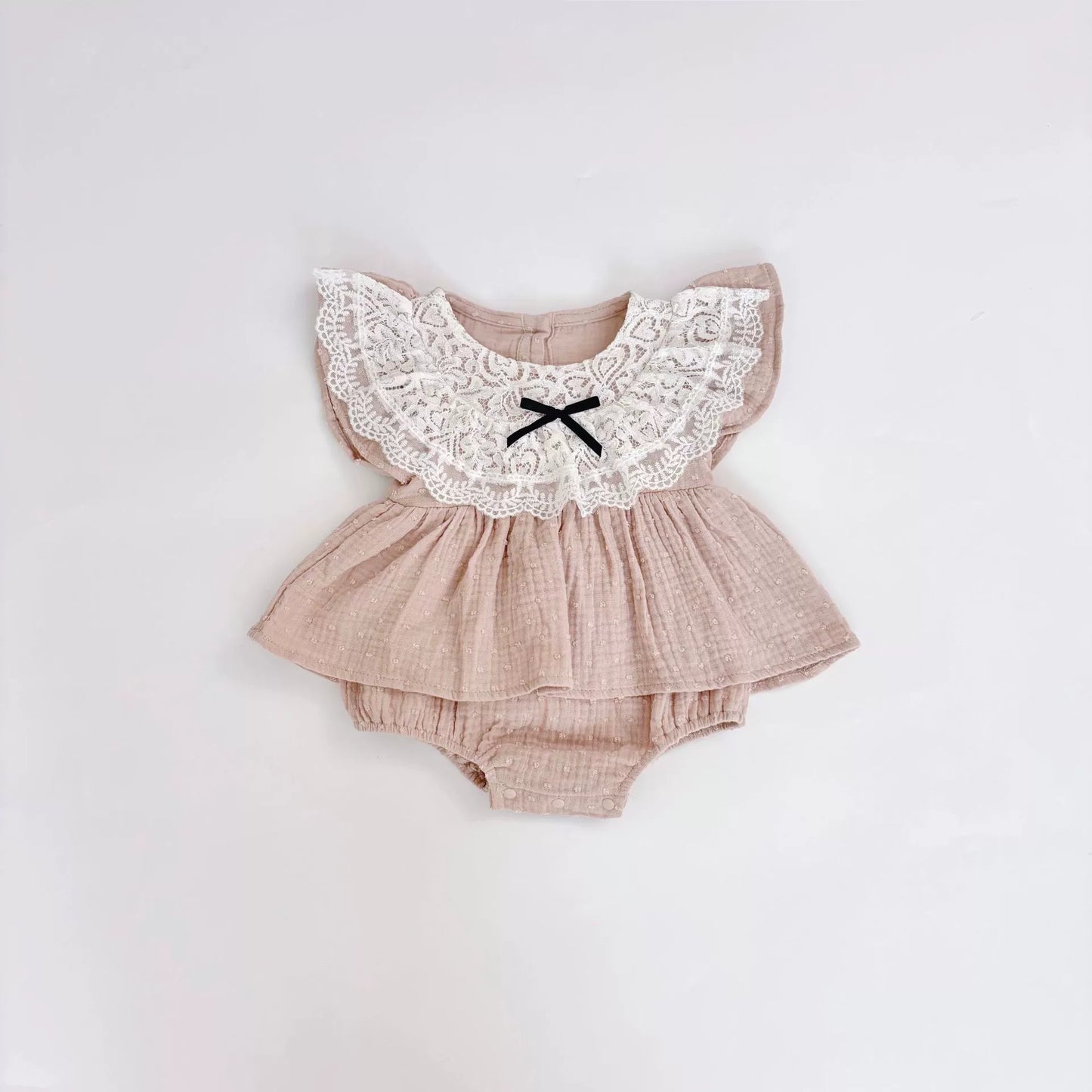 Summer Arrival Baby Girls Cute Pink Fly Sleeves Flowers Embroidery Lace Decorated Onesies, MyKids-USA®, Baby One-Pieces, MyKids-USA - - - - - - -