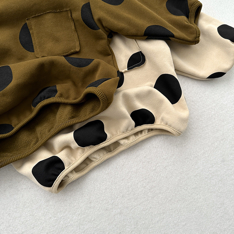 Baby Kids Unisex Kids Black Polka Dots Crew Neck Long Sleeve Pullover, MyKids-USA®, Baby & Toddler Outerwear, MyKids-USA - - - - - - -