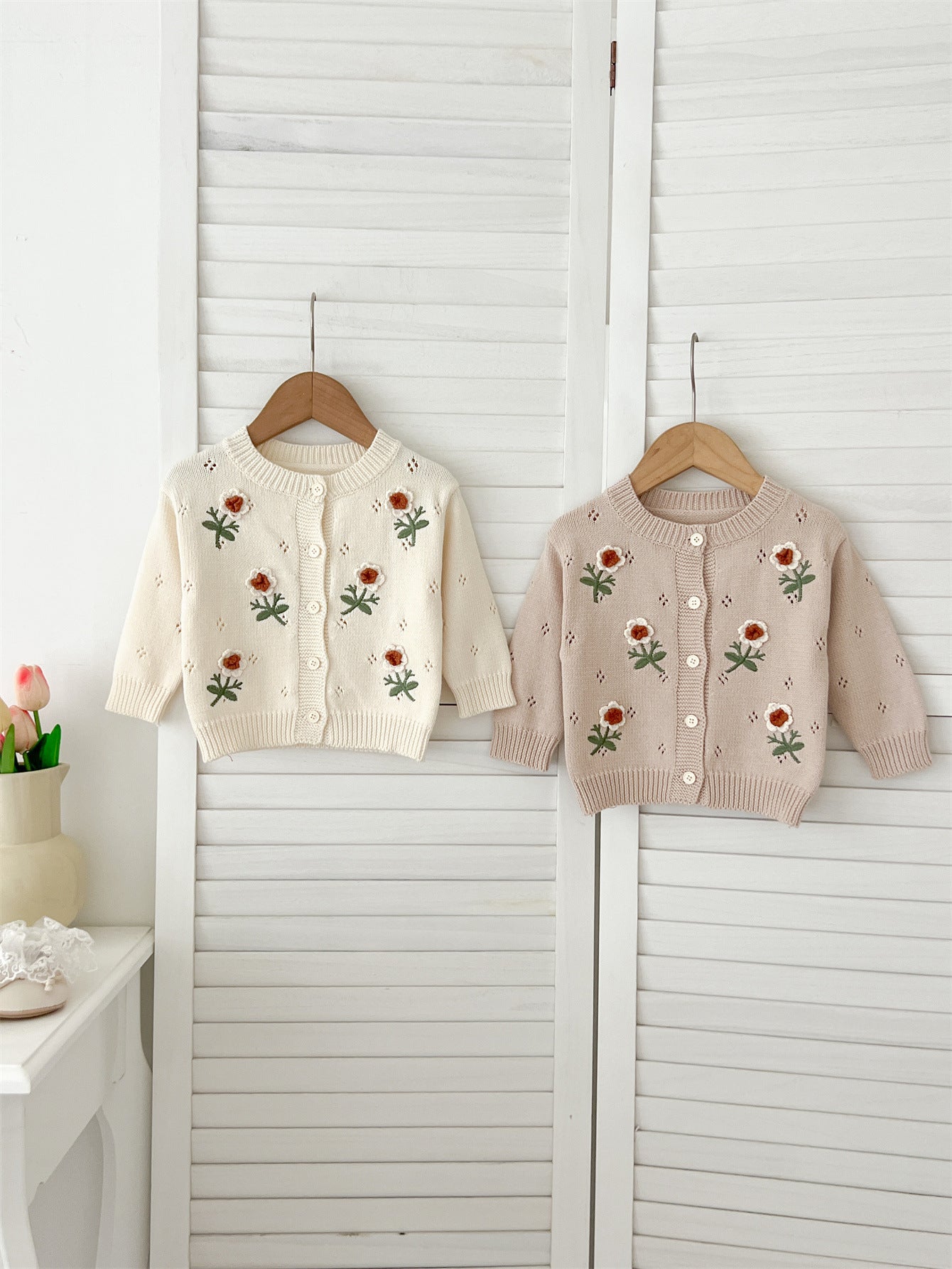 Baby Girls Comfortable Flowers Embroiedery Knitted Long Sleeves Cardigan, MyKids-USA®, Baby & Toddler Outerwear, MyKids-USA - - - - - - -