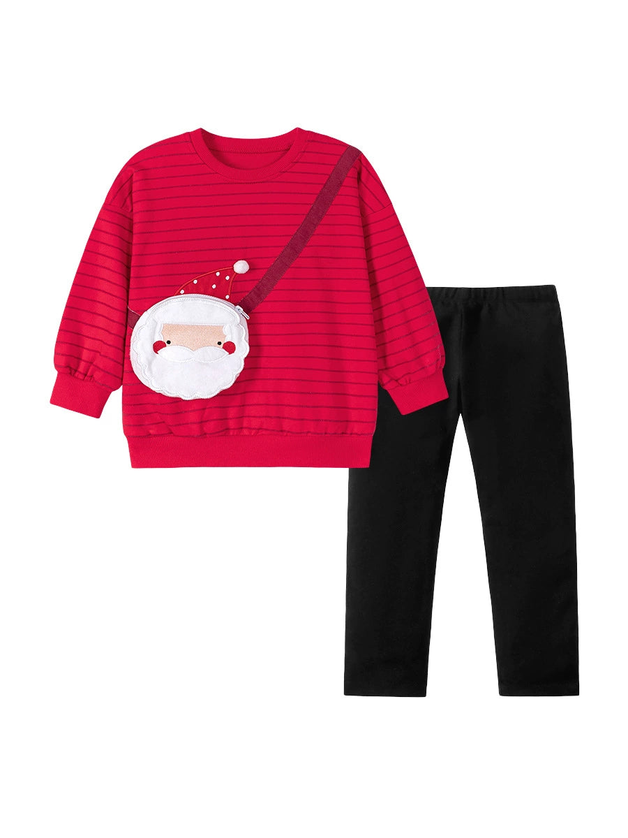 Spring and Autumn Girls Striped and Christmas Cartoon Pattern Long Sleeves Sweatshirt and Pants Clothing Set, MyKids-USA®, Baby & Toddler Outfits, MyKids-USA - - - - - - -